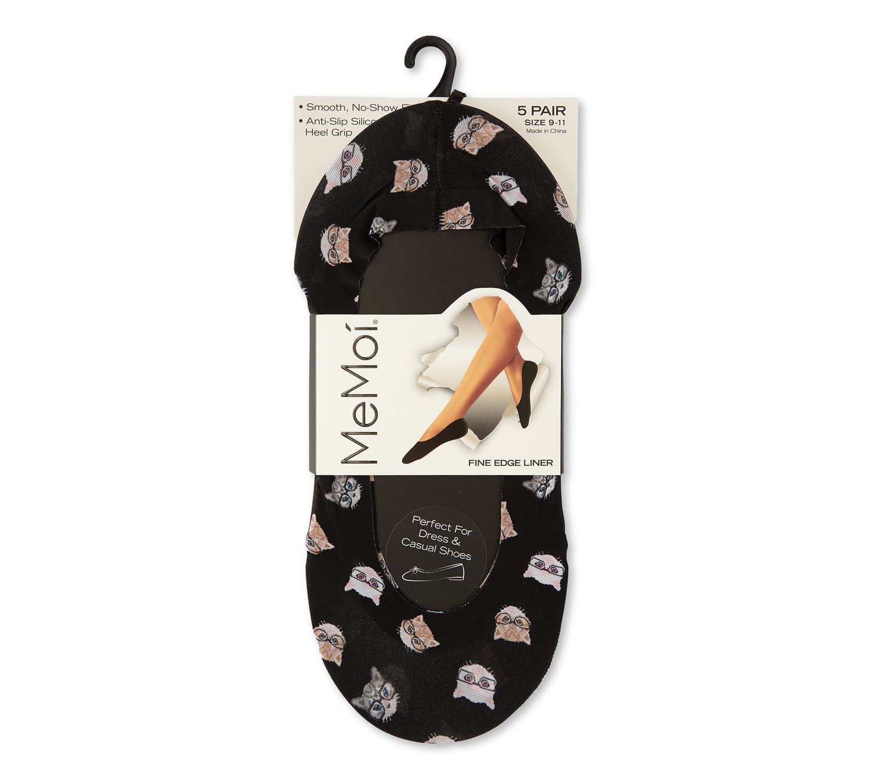 Memoi Paw-fect Set of 5 Animal & Solids Liner Sock Set