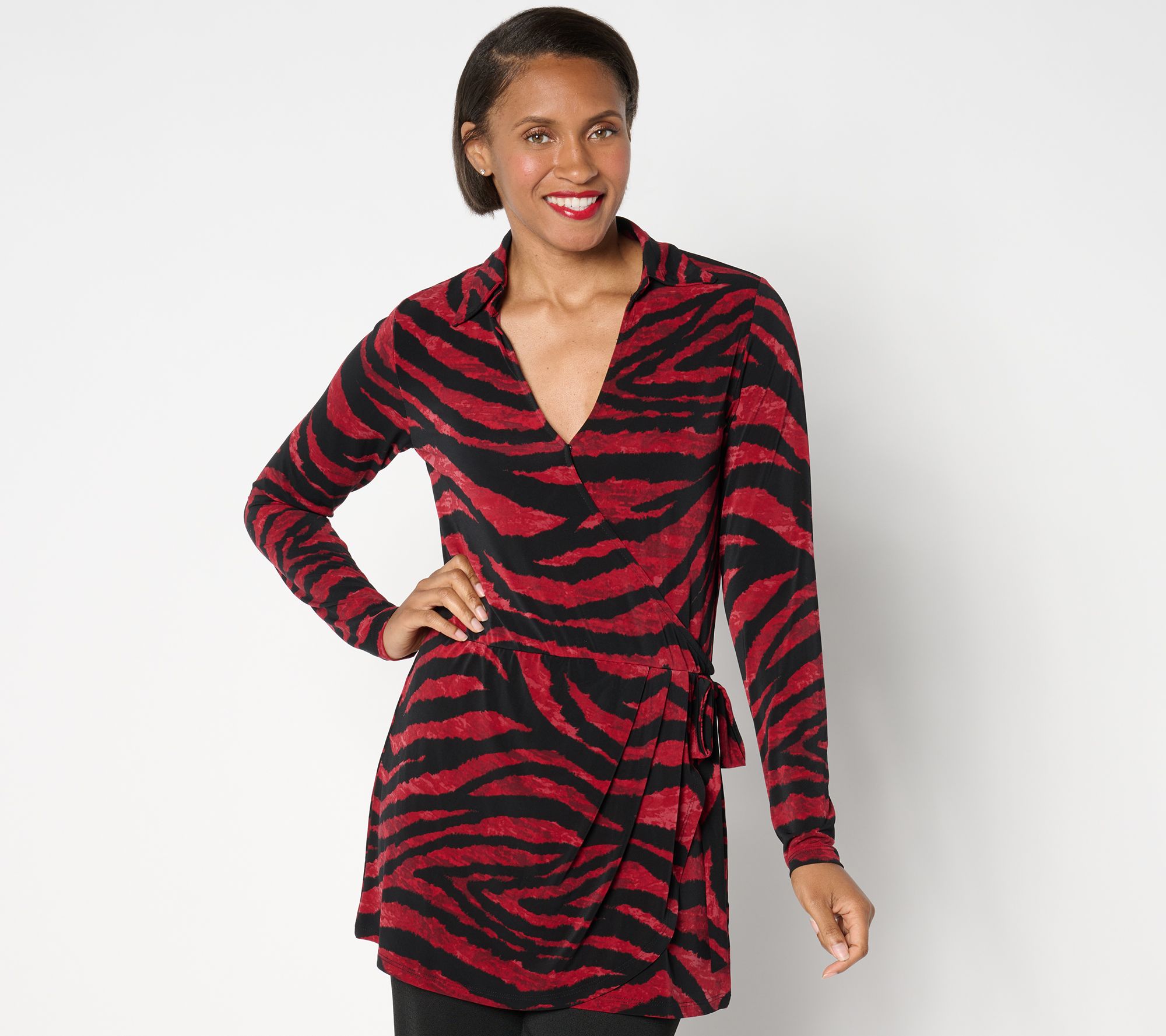 "As Is" Dennis Basso Italia Knit Faux Wrap Tunic