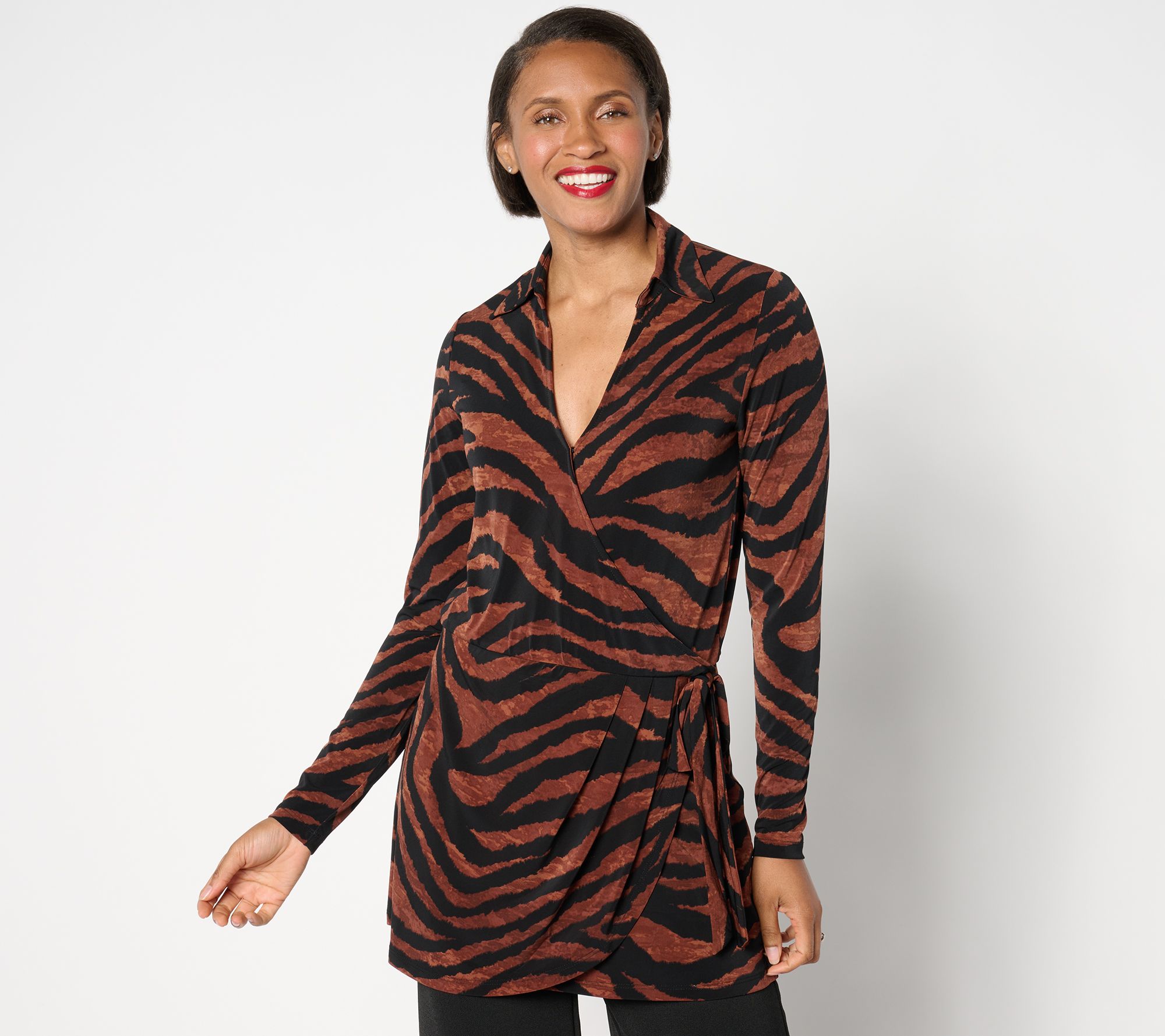 "As Is" Dennis Basso Italia Knit Faux Wrap Tunic