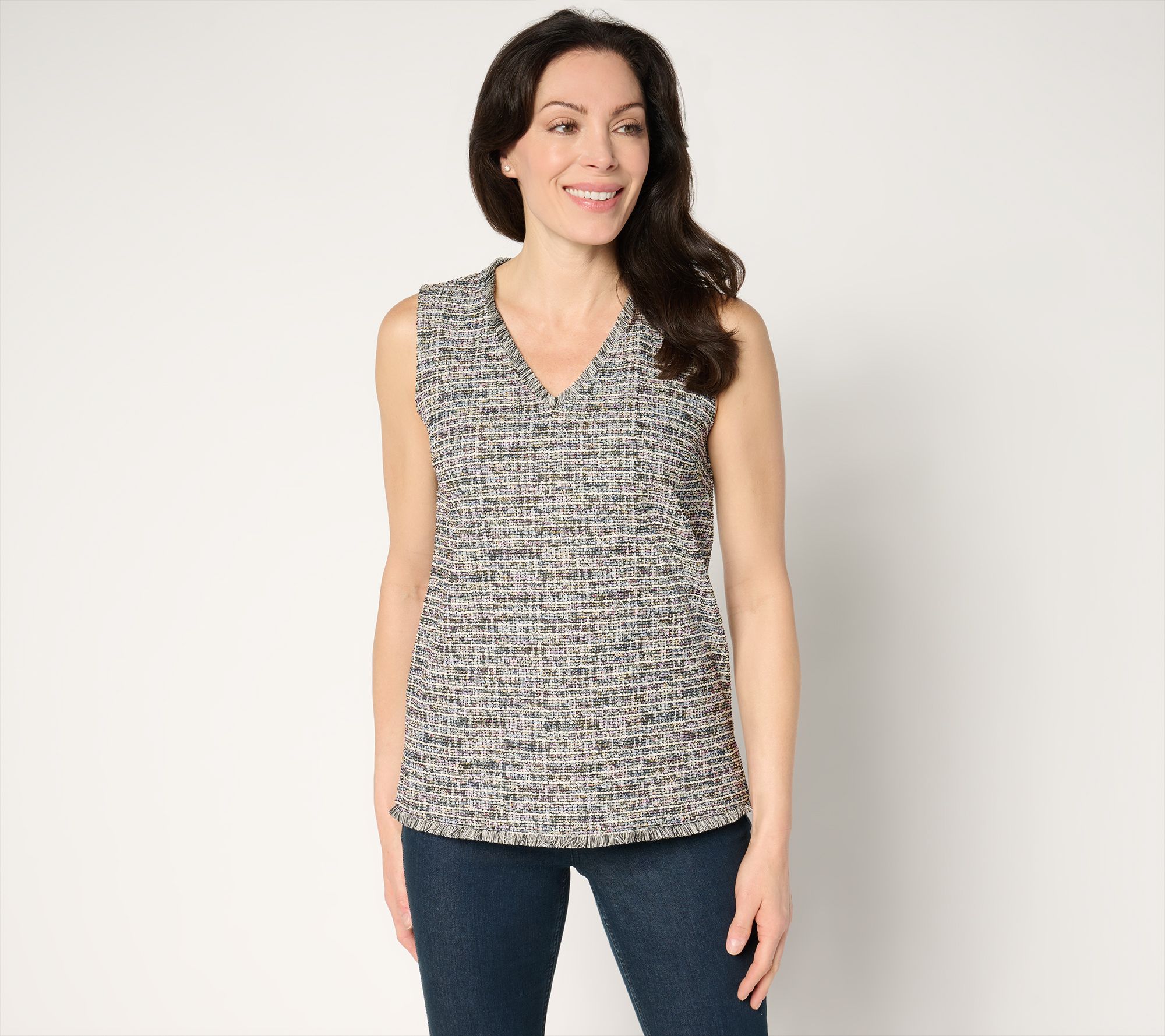 Belle by Kim Gravel Class & Sass Spring Tweed Stretch Tank