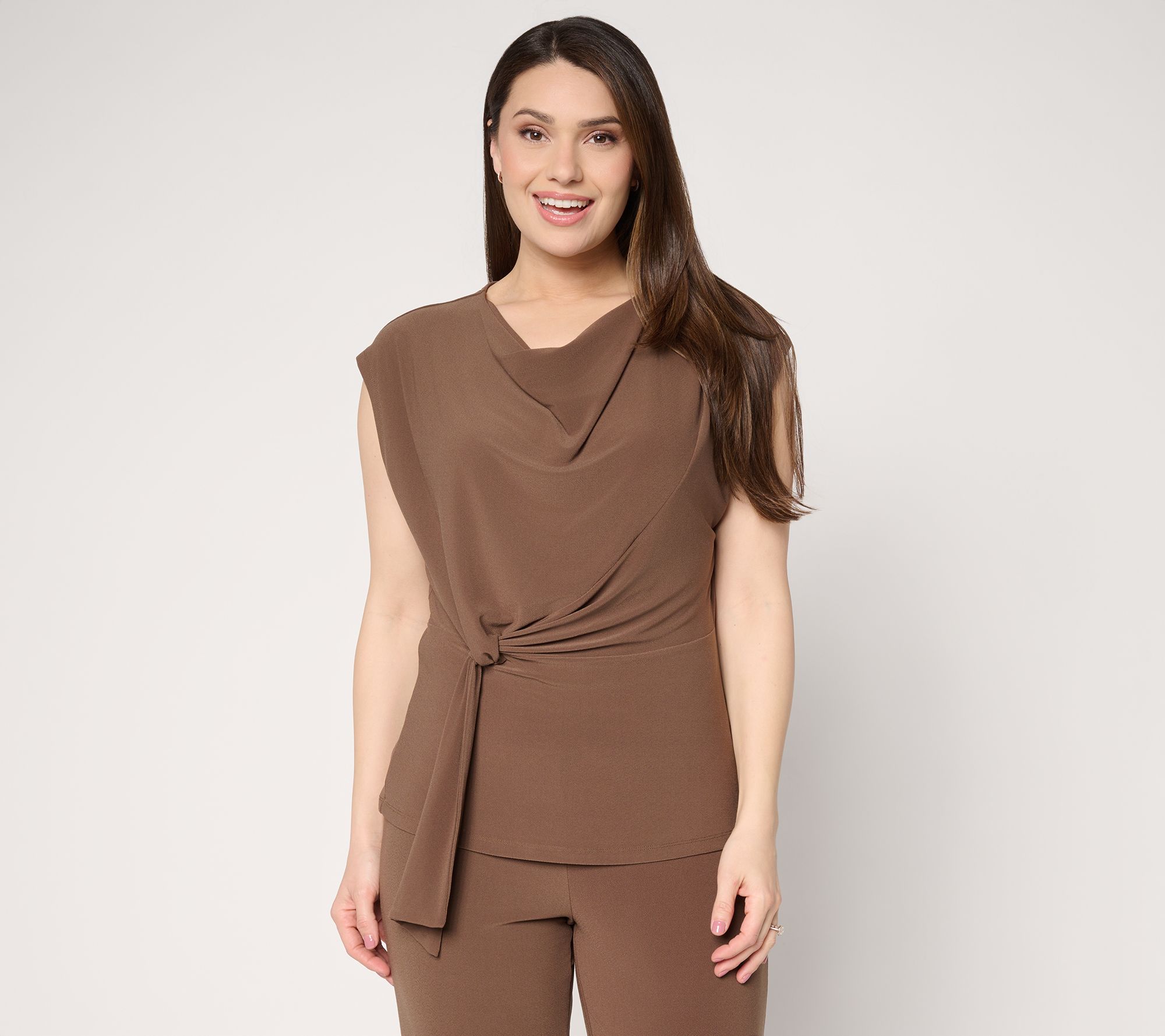 Dennis Basso Draped Front Caviar Crepe Top