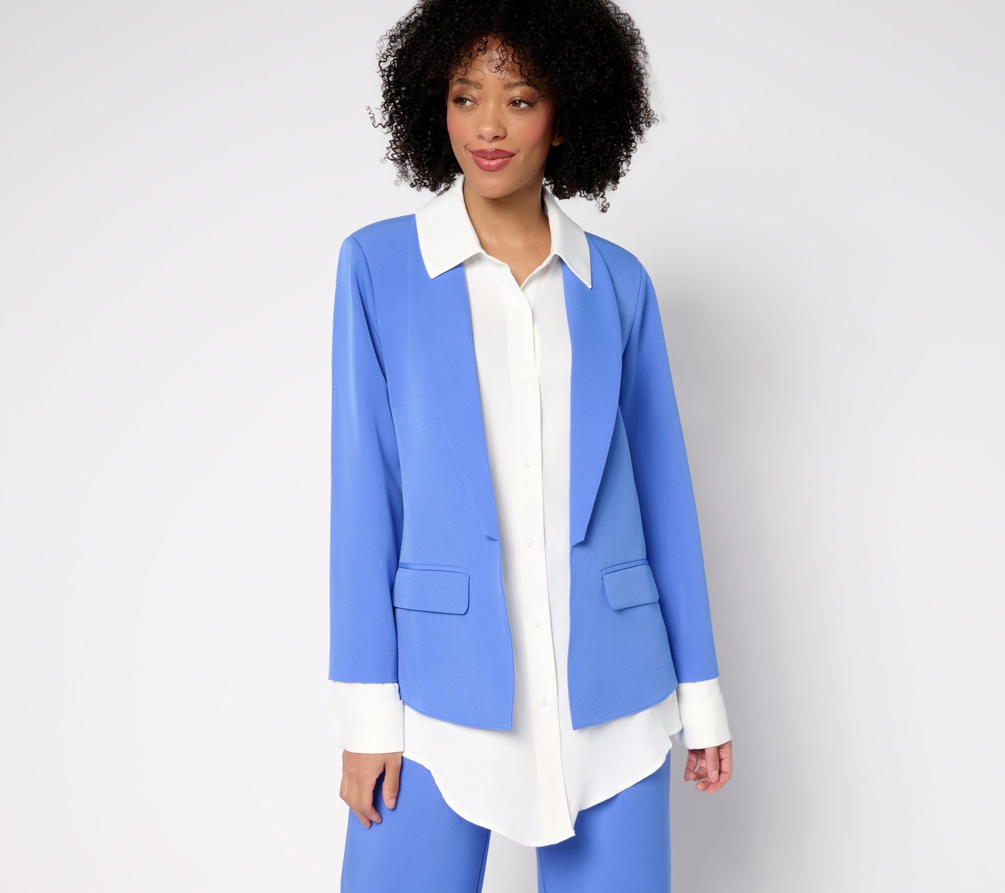 by Stacy London Crepe Blazer with Attached Shirt
