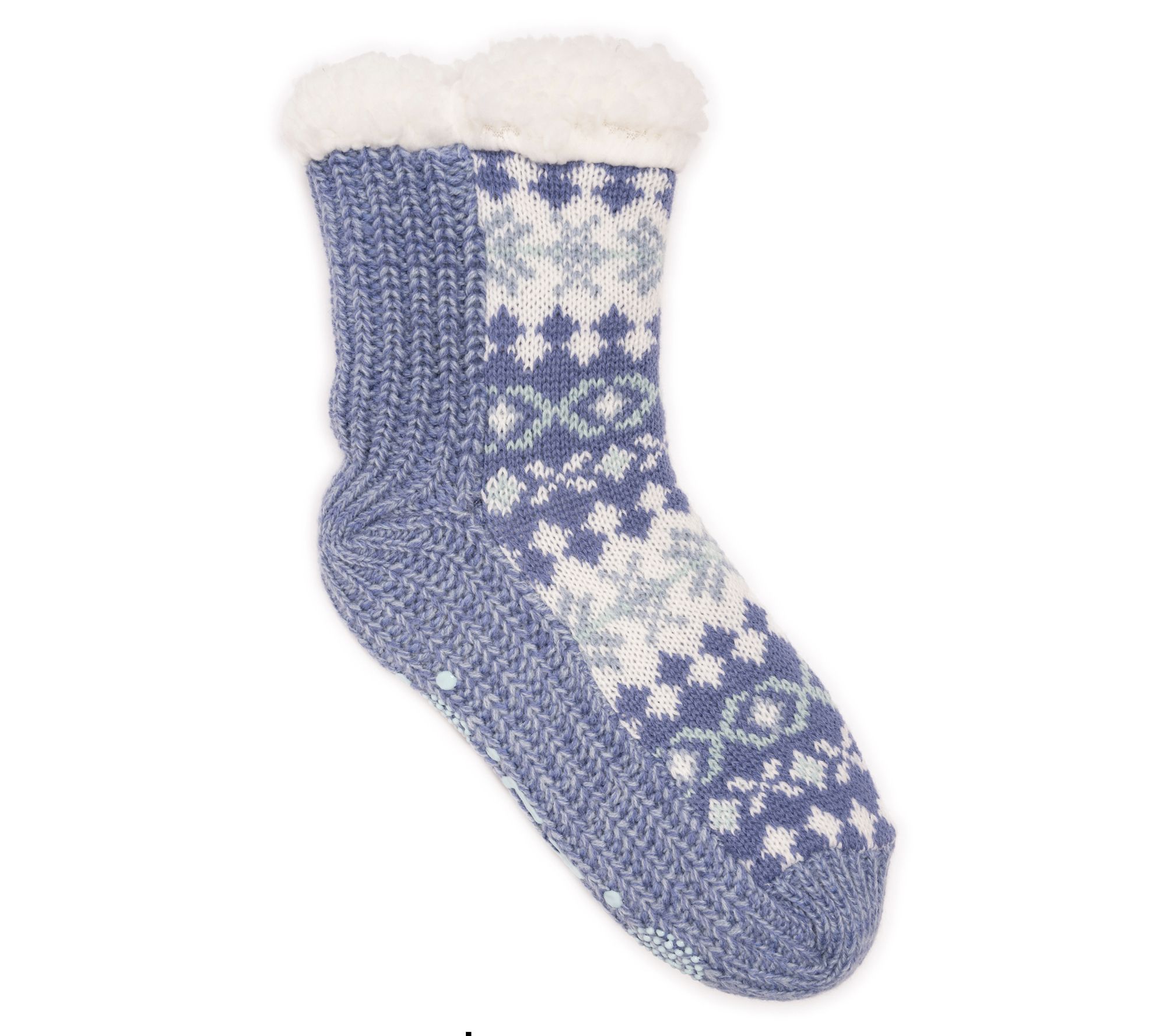 MUK LUKS Women's Pieced Cozy Cabin Socks with Non-Skid Soles