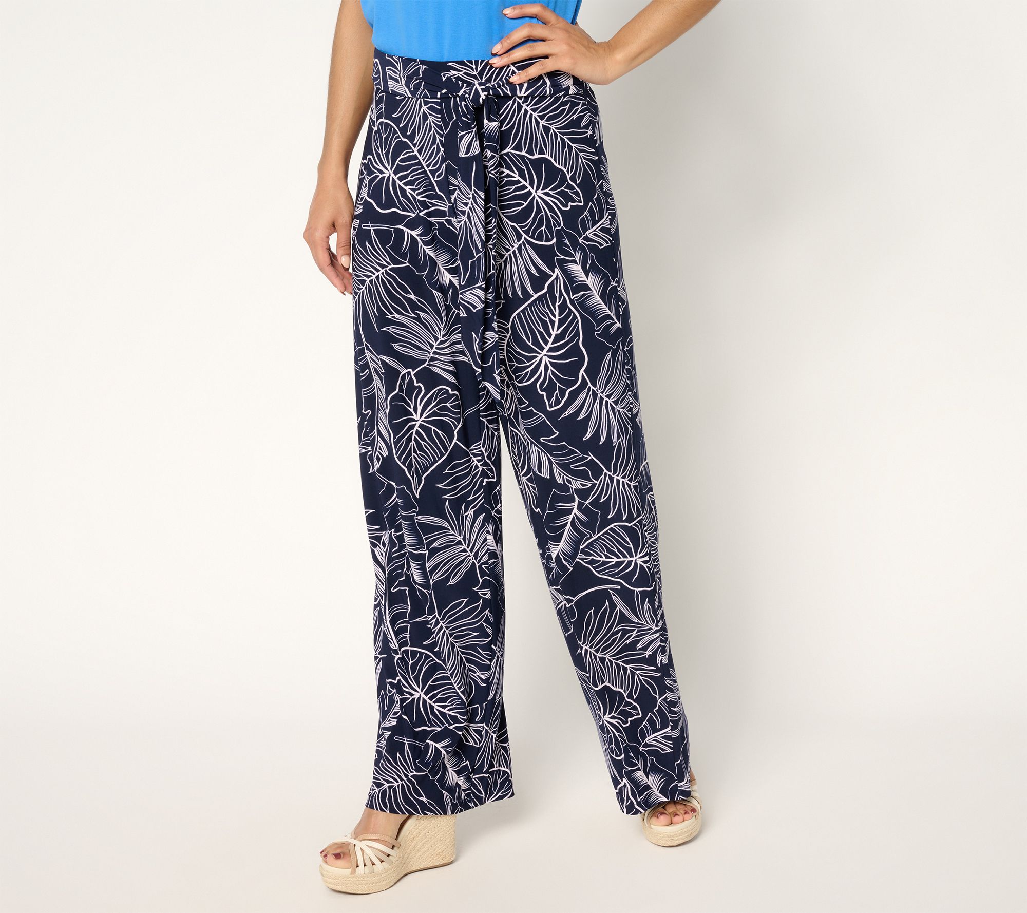 Dennis Basso Petite Printed Italia Knit Pant with Belt