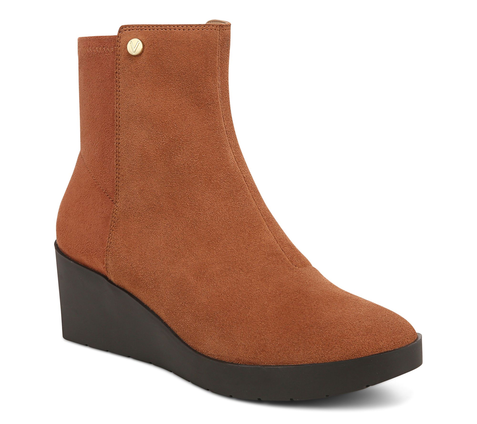 Vionic Water Repellent Leather/Suede WedgeBoots - Skylar