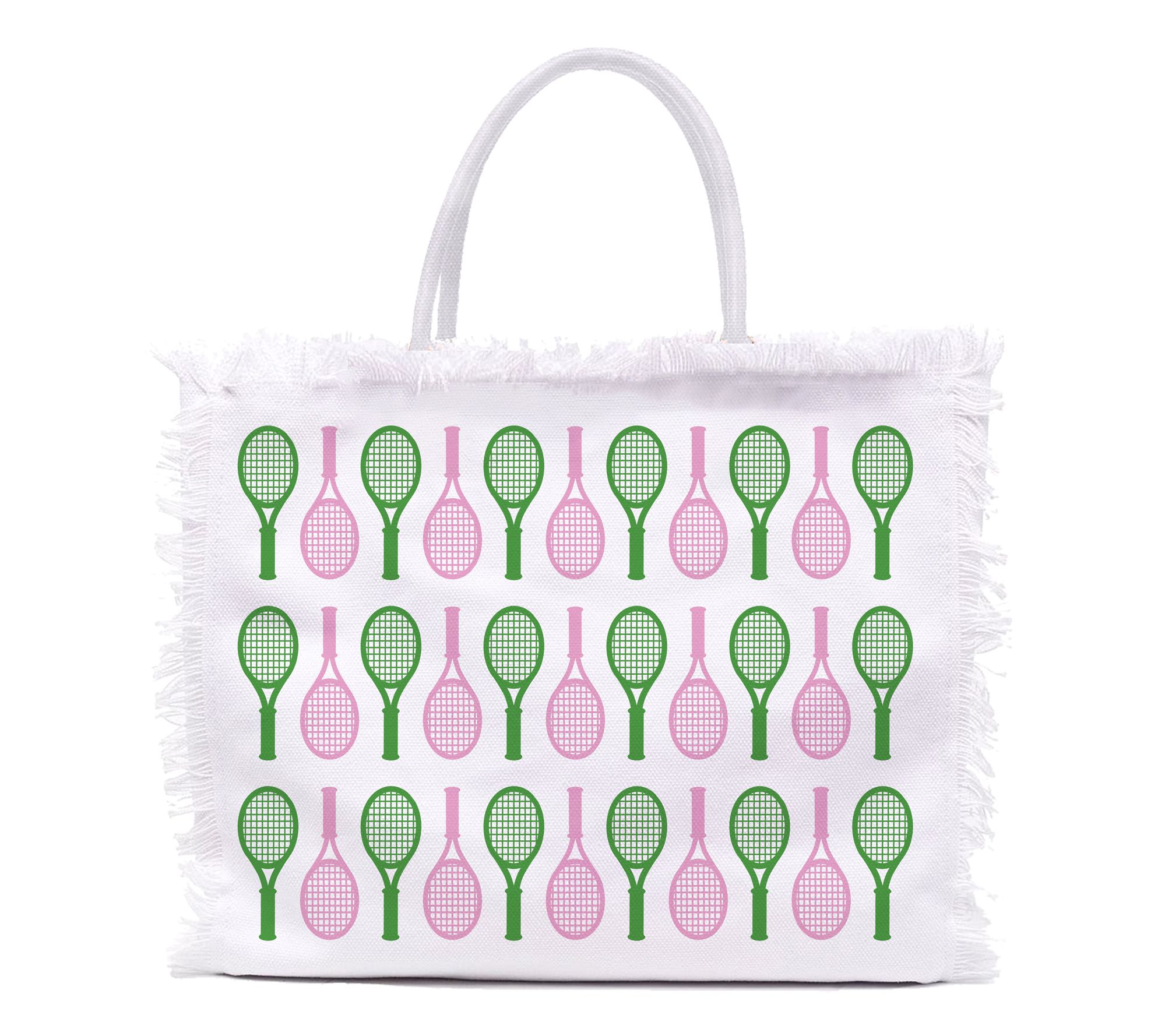 By The Edit Court Cutie Linen Tote Bag with Fringe Trim