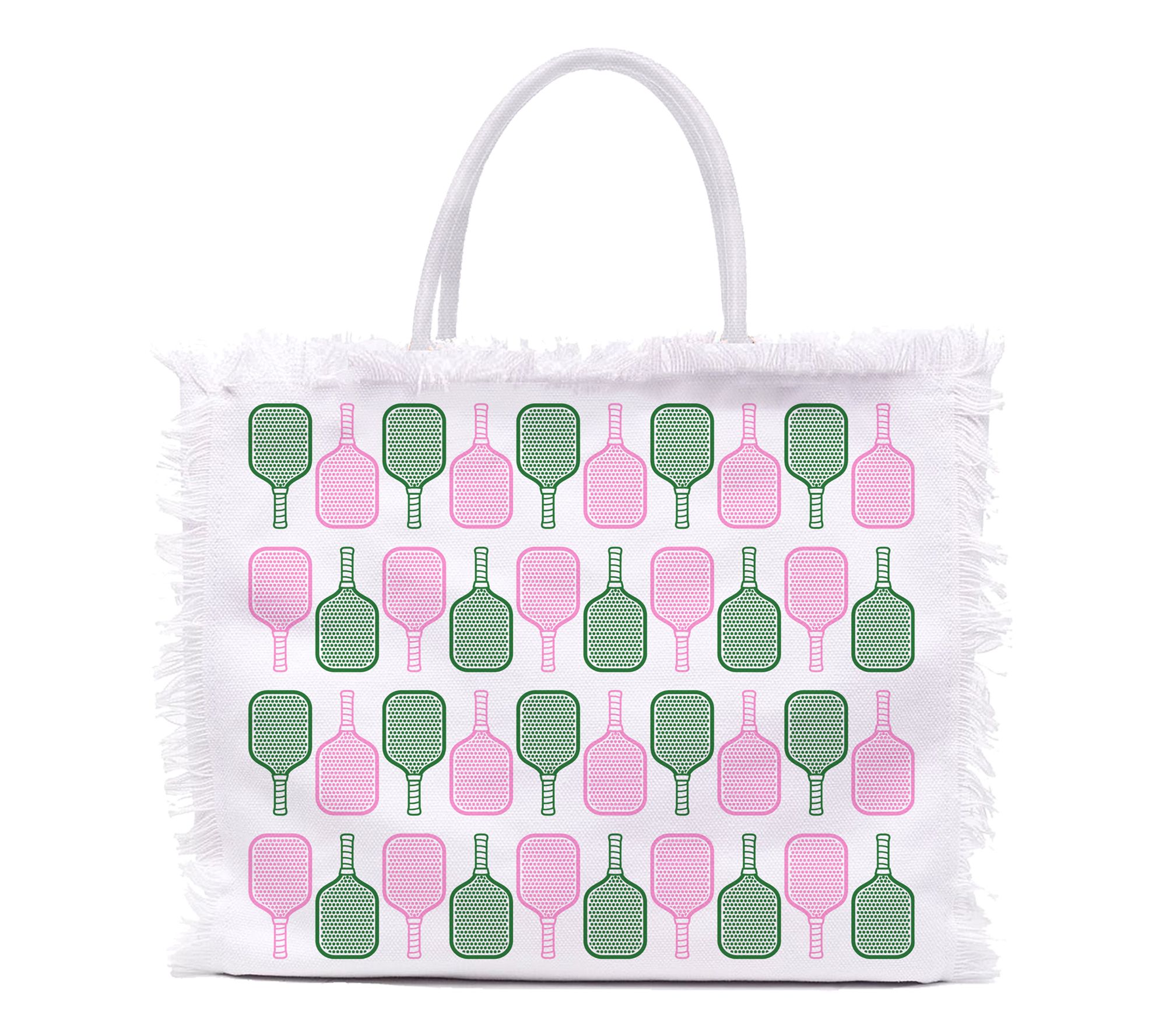 By The Edit Court Cutie Linen Tote Bag with Fringe Trim