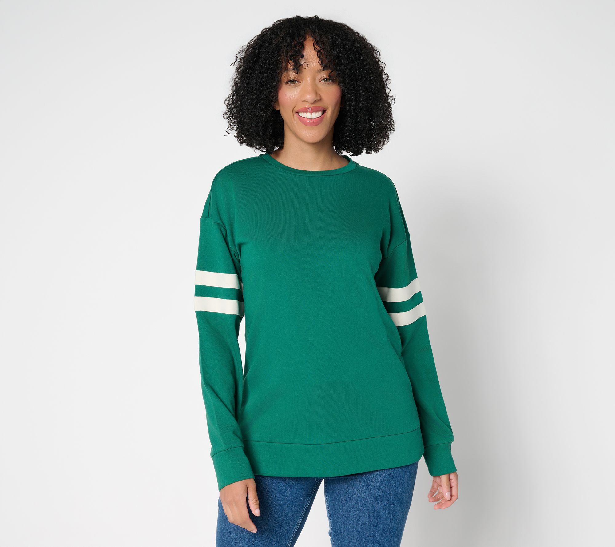 Belle by Kim Gravel Game Day Striped Jersey Sweatshirt