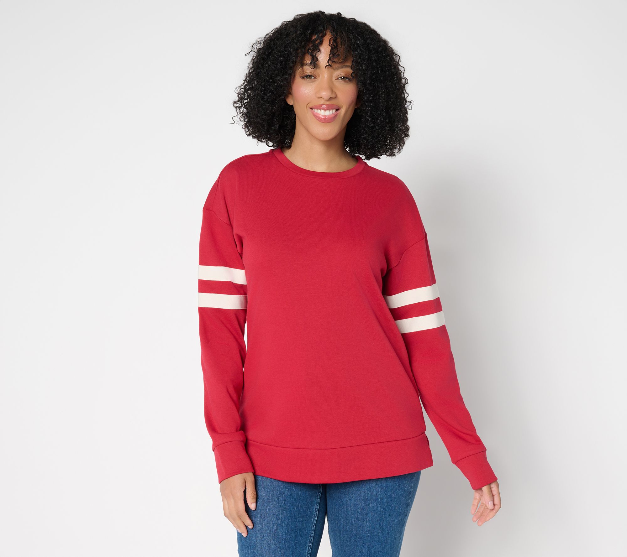 Belle by Kim Gravel Game Day Striped Jersey Sweatshirt