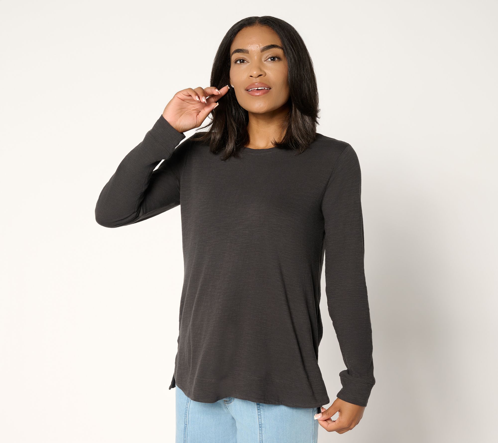 LOGO Principles by Lori Goldstein 100% Cotton Long Sleeve Top