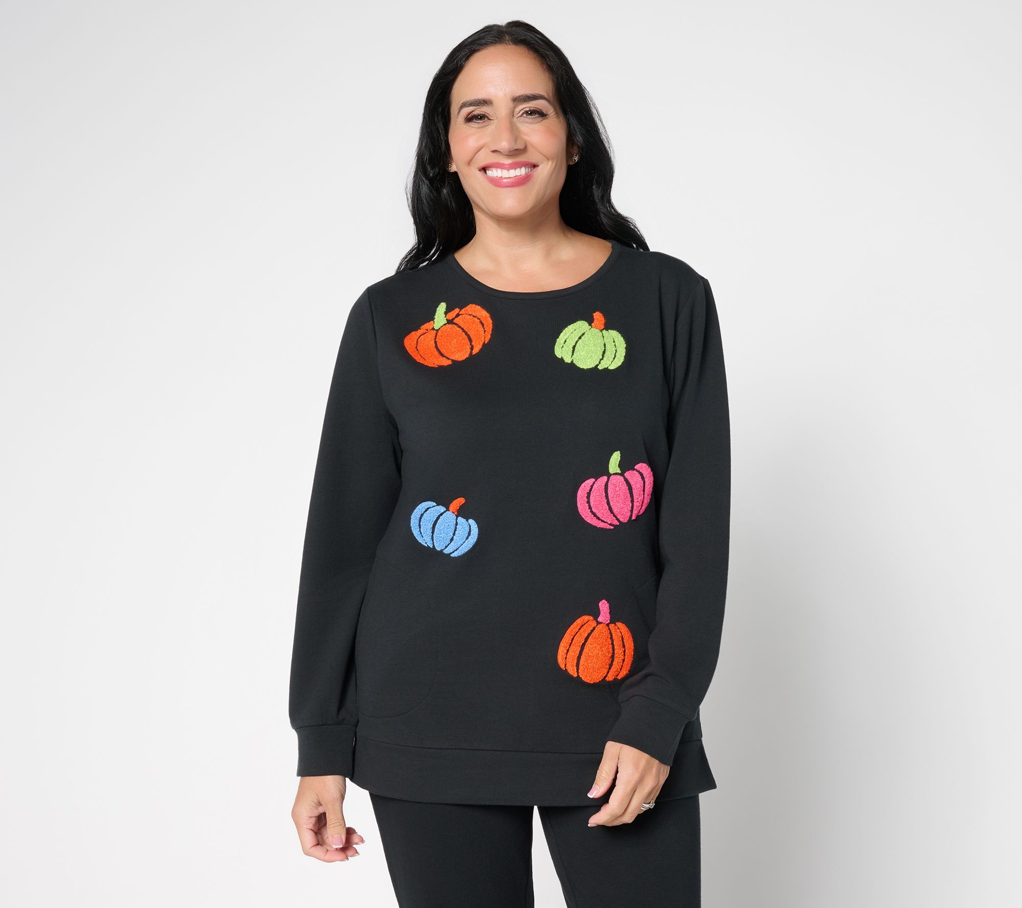 Quacker Factory Happy Harvest Punch Needle French Terry Top