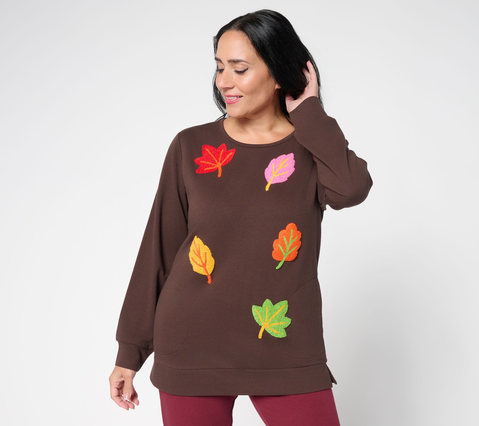 Quacker Factory Happy Harvest Punch Needle French Terry Top