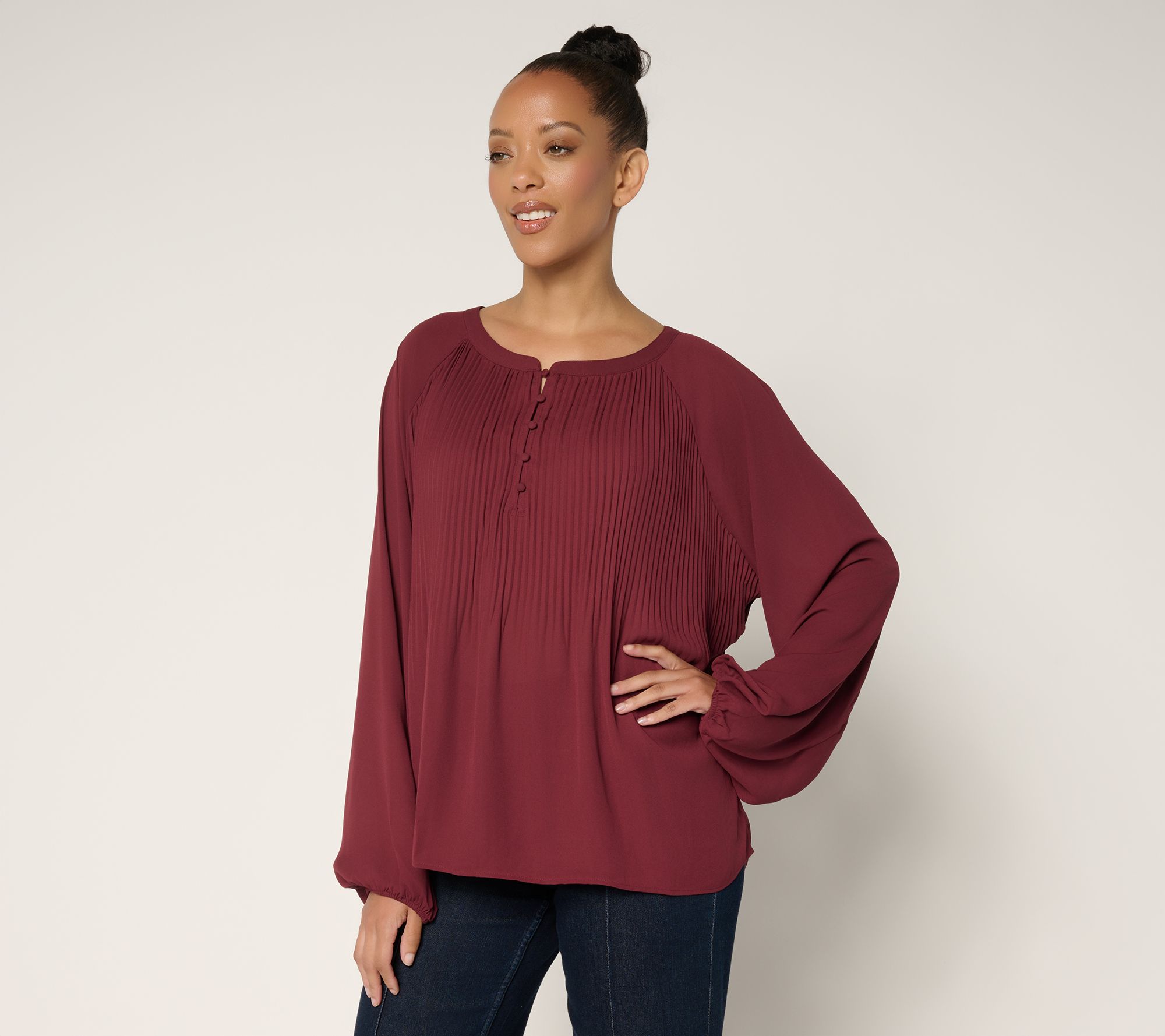 Me by Jennie Garth Alberta Pleated Blouse