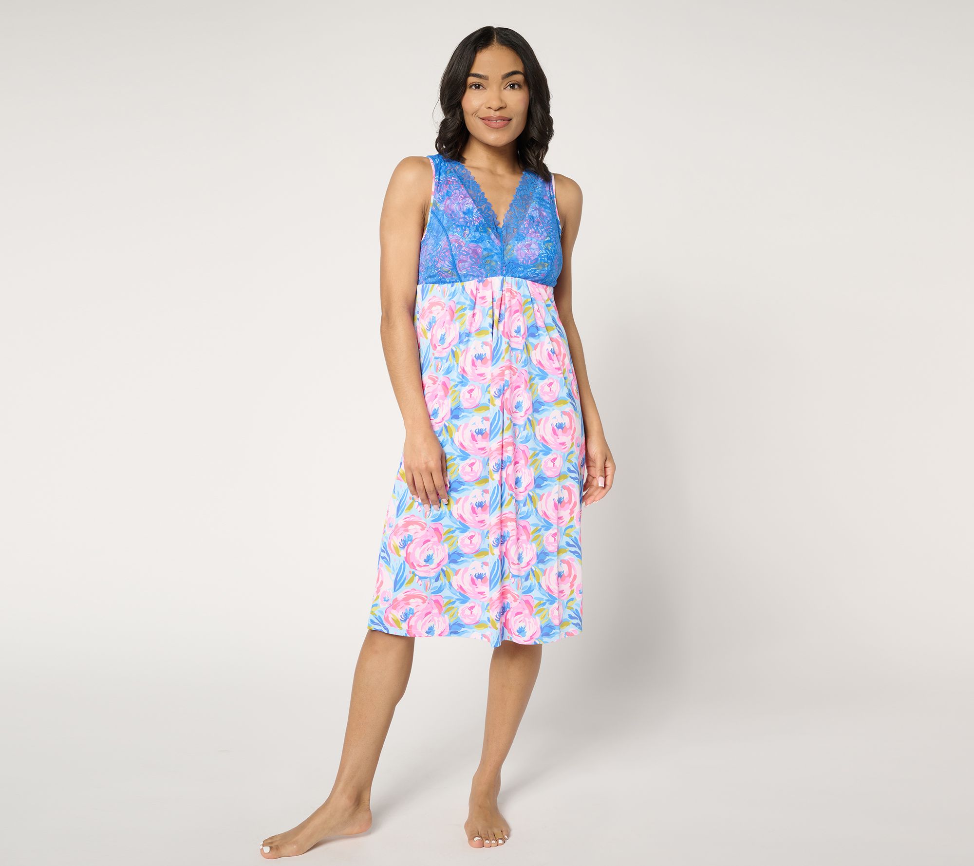 "As Is" Breezies Lounge Lace Chemise with Built-in Bra