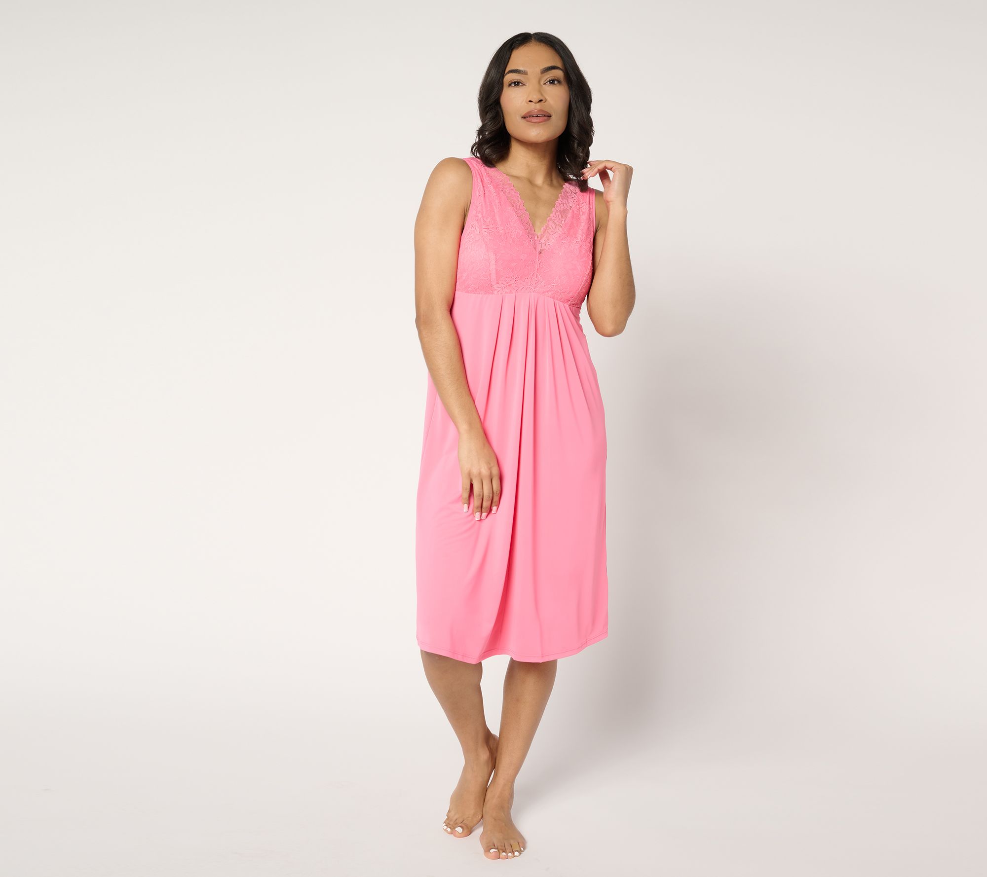 "As Is" Breezies Lounge Lace Chemise with Built-in Bra