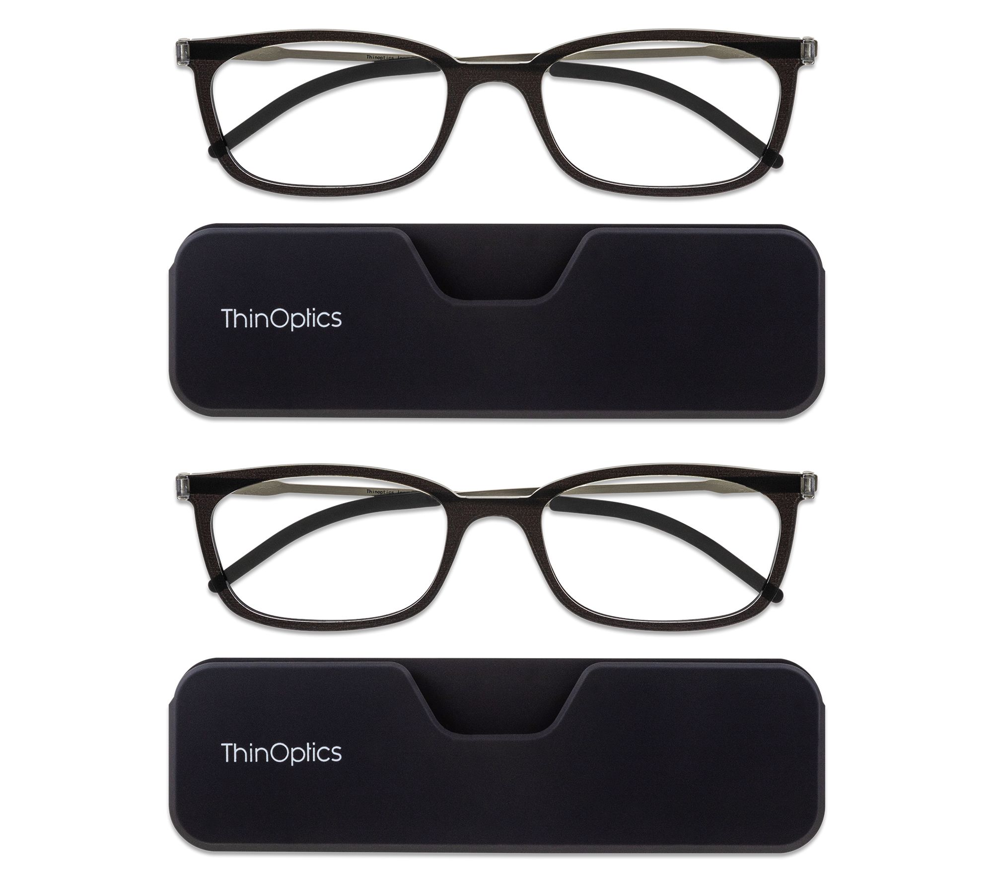 ThinOptics Set of 2 Connect Full Frame Reading Glasses & Cases 1.0-2.5