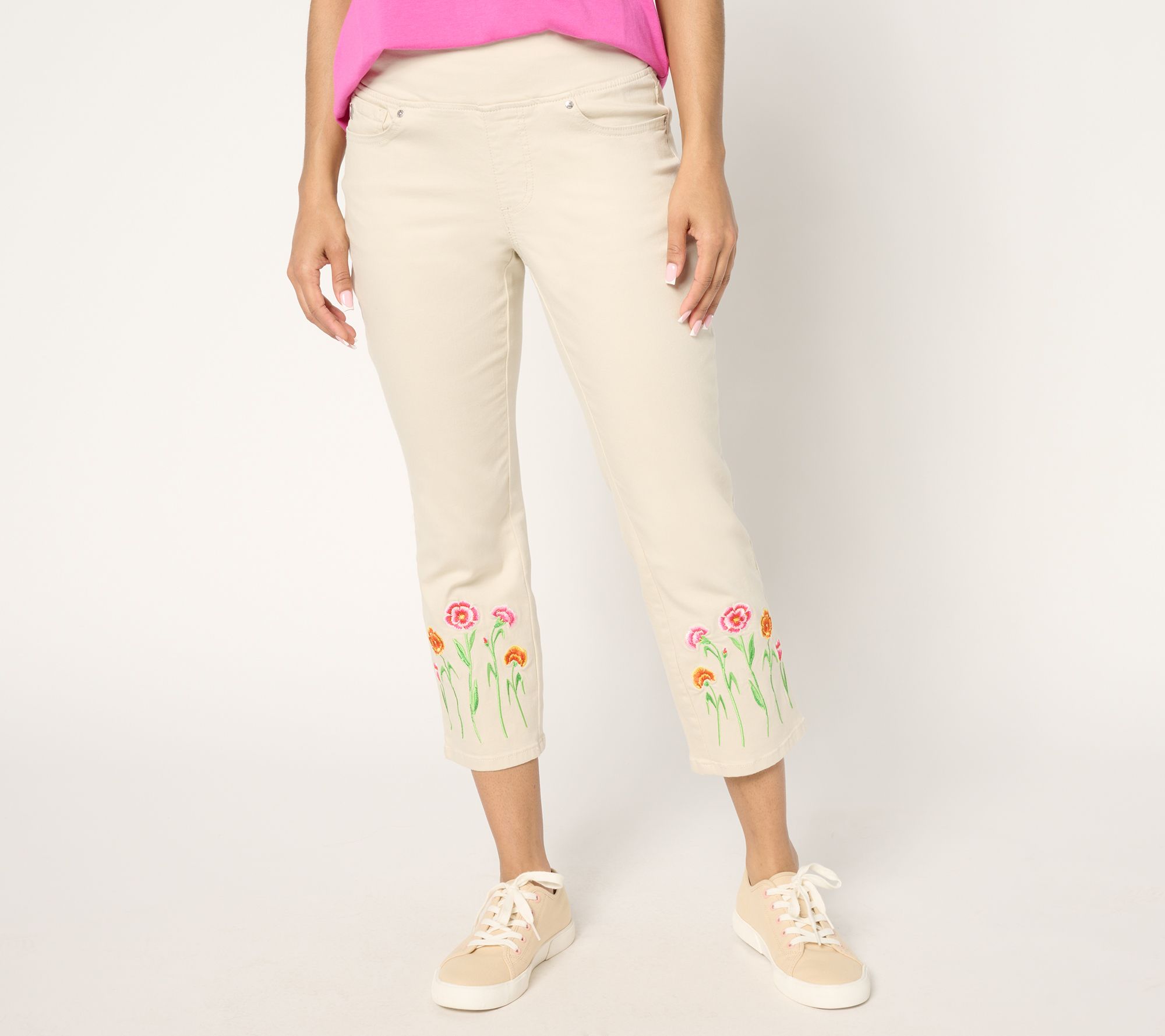 "As Is" Belle by Kim Gravel Reg TripleLuxe Twill Floral Crop Pants