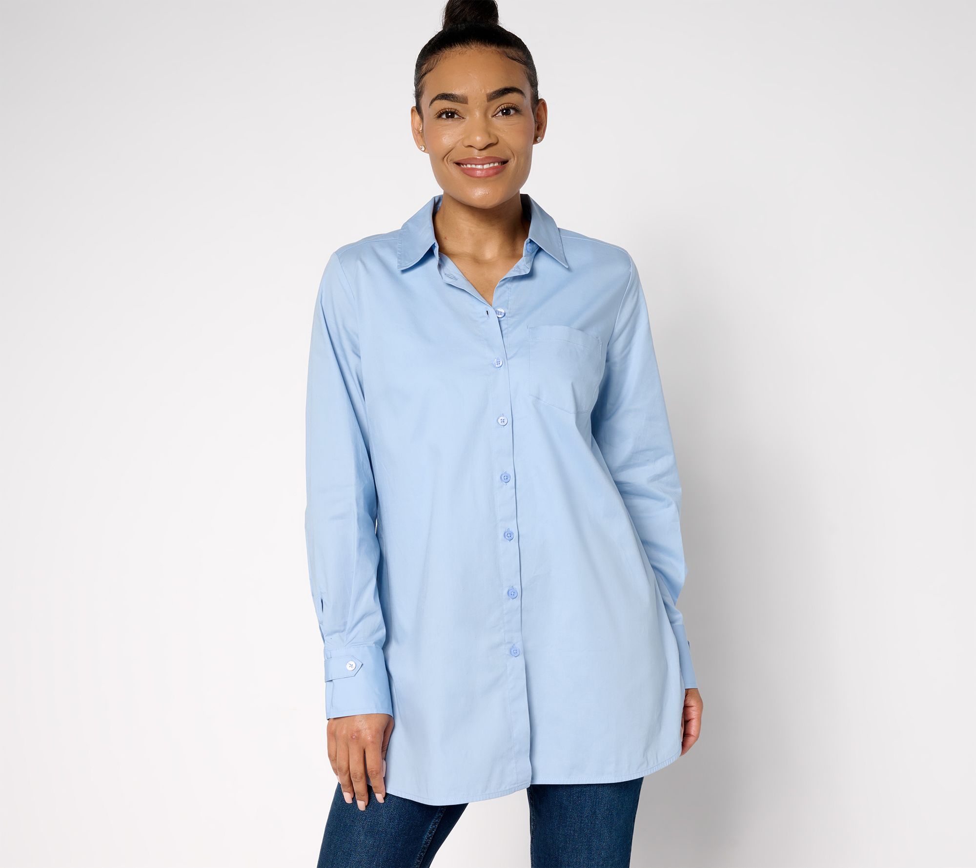 "As Is" Martha Stewart Signature Petite Woven Button Tunic