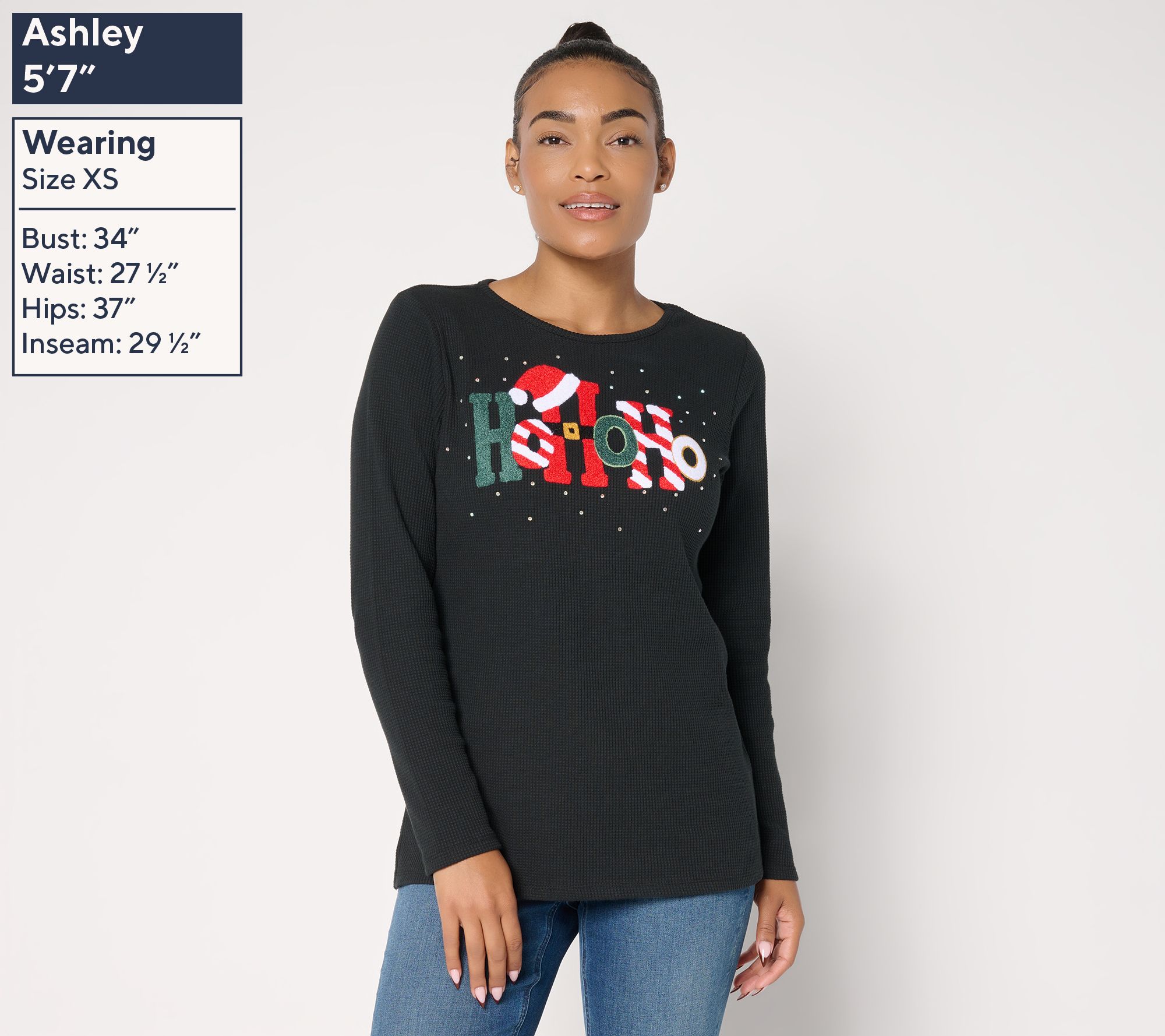 Quacker Factory Good Tidings Punch Needle Waffle Knit Top - QVC.com