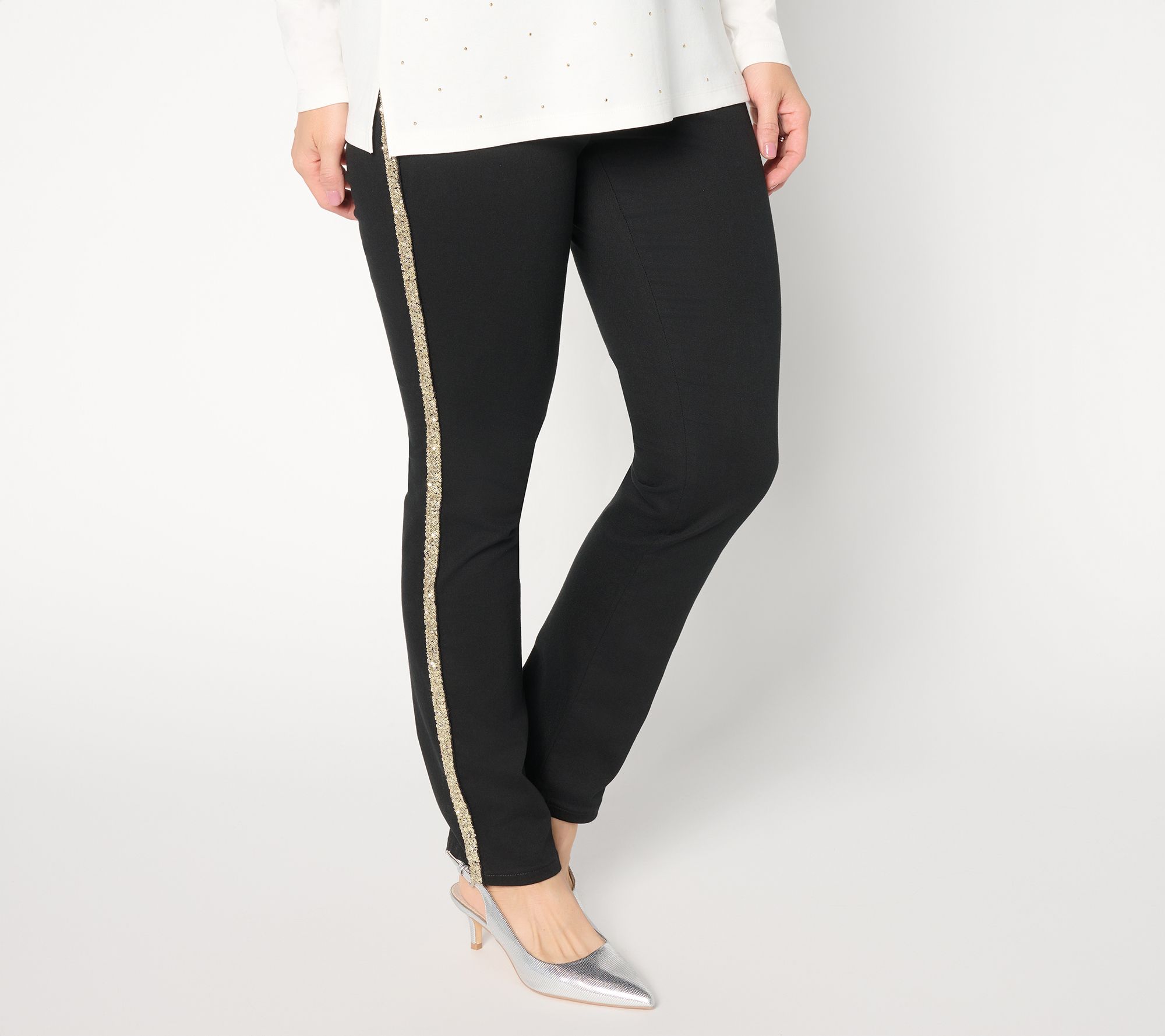 Belle by Kim Gravel Regular TripleLuxe Twill Sequin Striped Jean