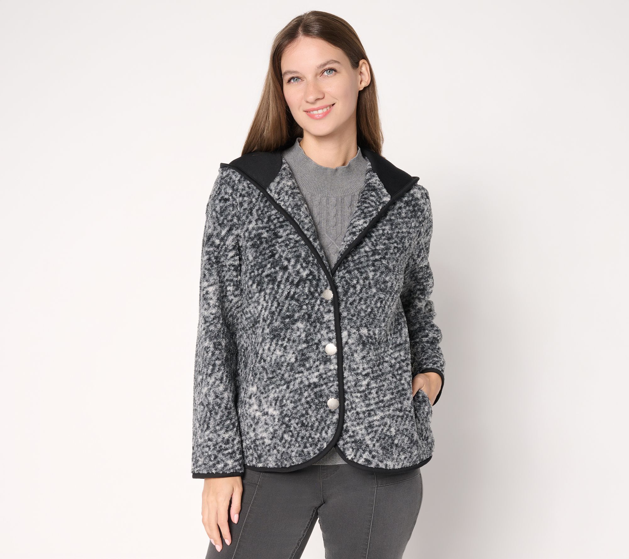 Susan Graver Weekend Regular Knit Boucle Jacket in Prints & Solids