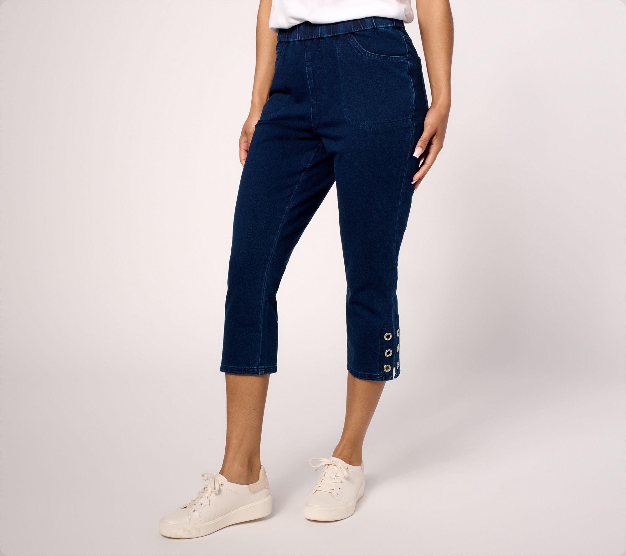 "As Is" Quacker Factory Short DreamJeannes Grommet Capri Pants