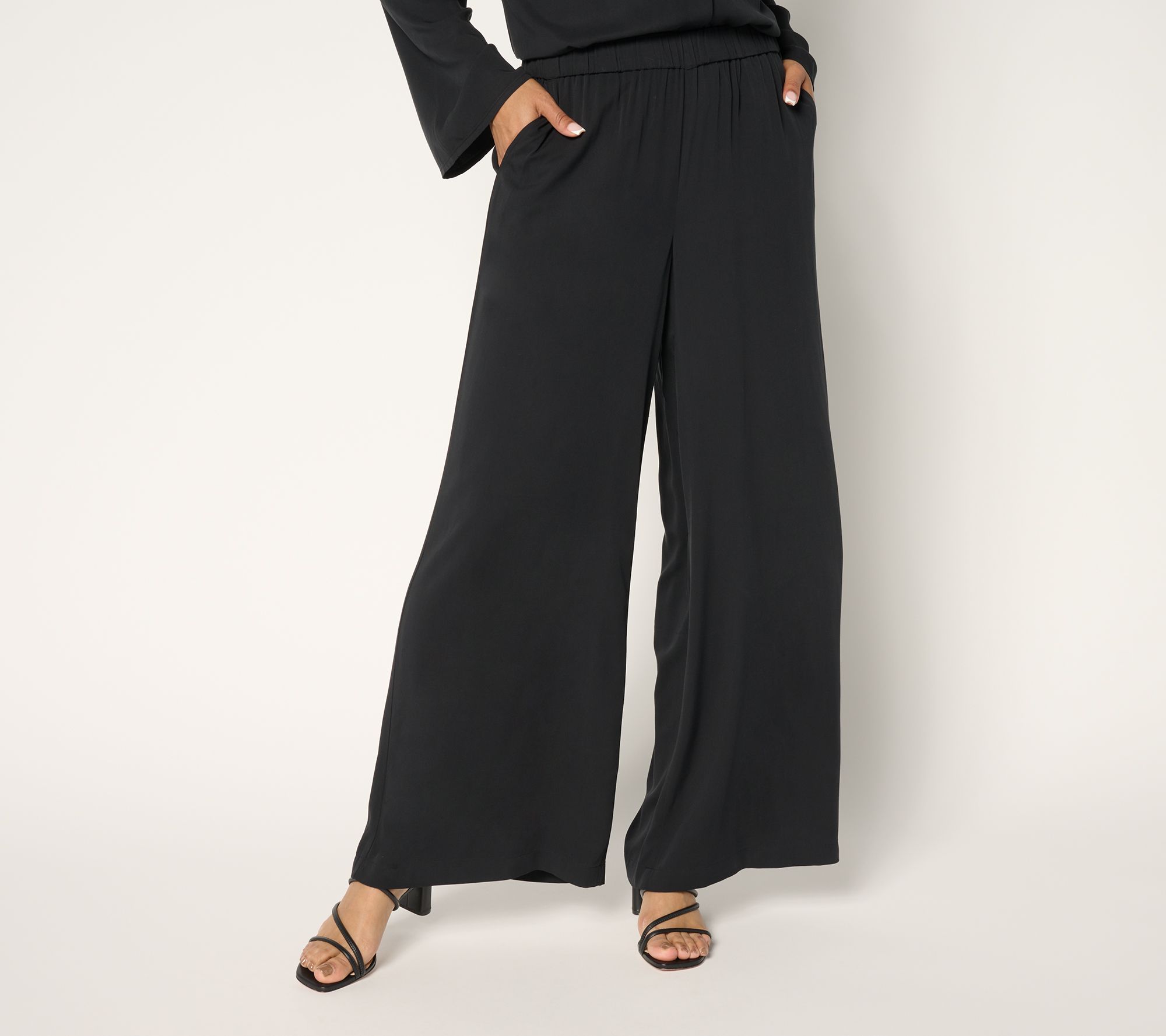 "As Is" Attitudes by Renee Petite Rayon Blend Palazzo Pants