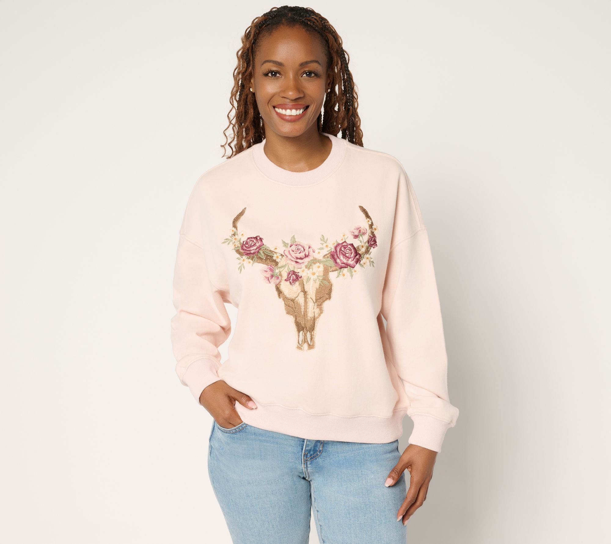 "As Is" Driftwood Jeans Teddy Crew Neck Pullover - Mesa Rosa