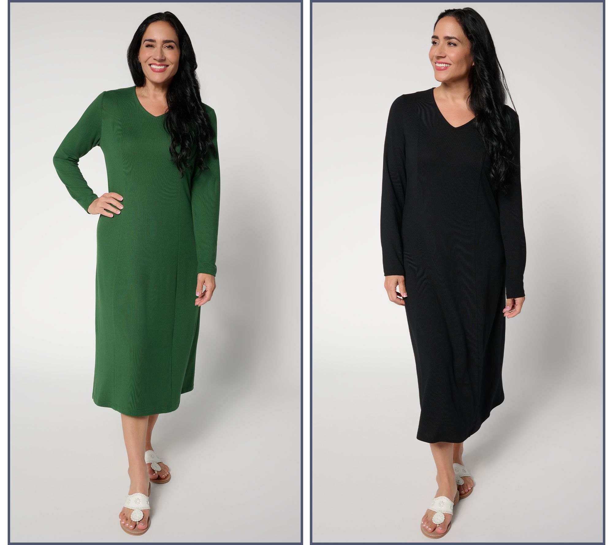 "As Is" Denim & Co. Essentials Tall Heavenly Jersey 2-Pack Dresses