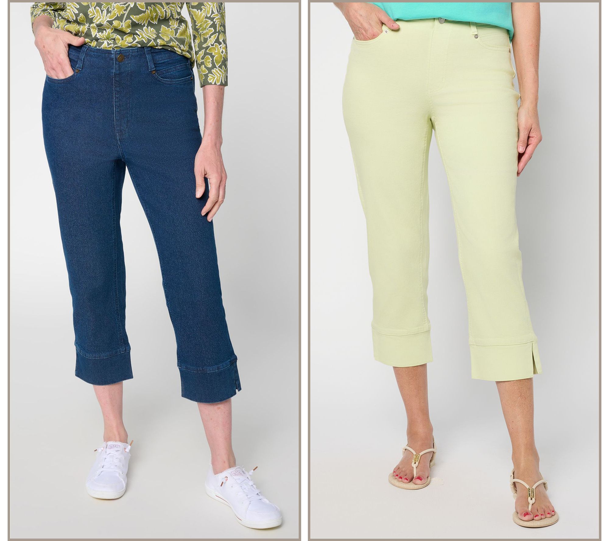  Denim & Co. Easy Stretch Crop Pants with Cuffs - A722781