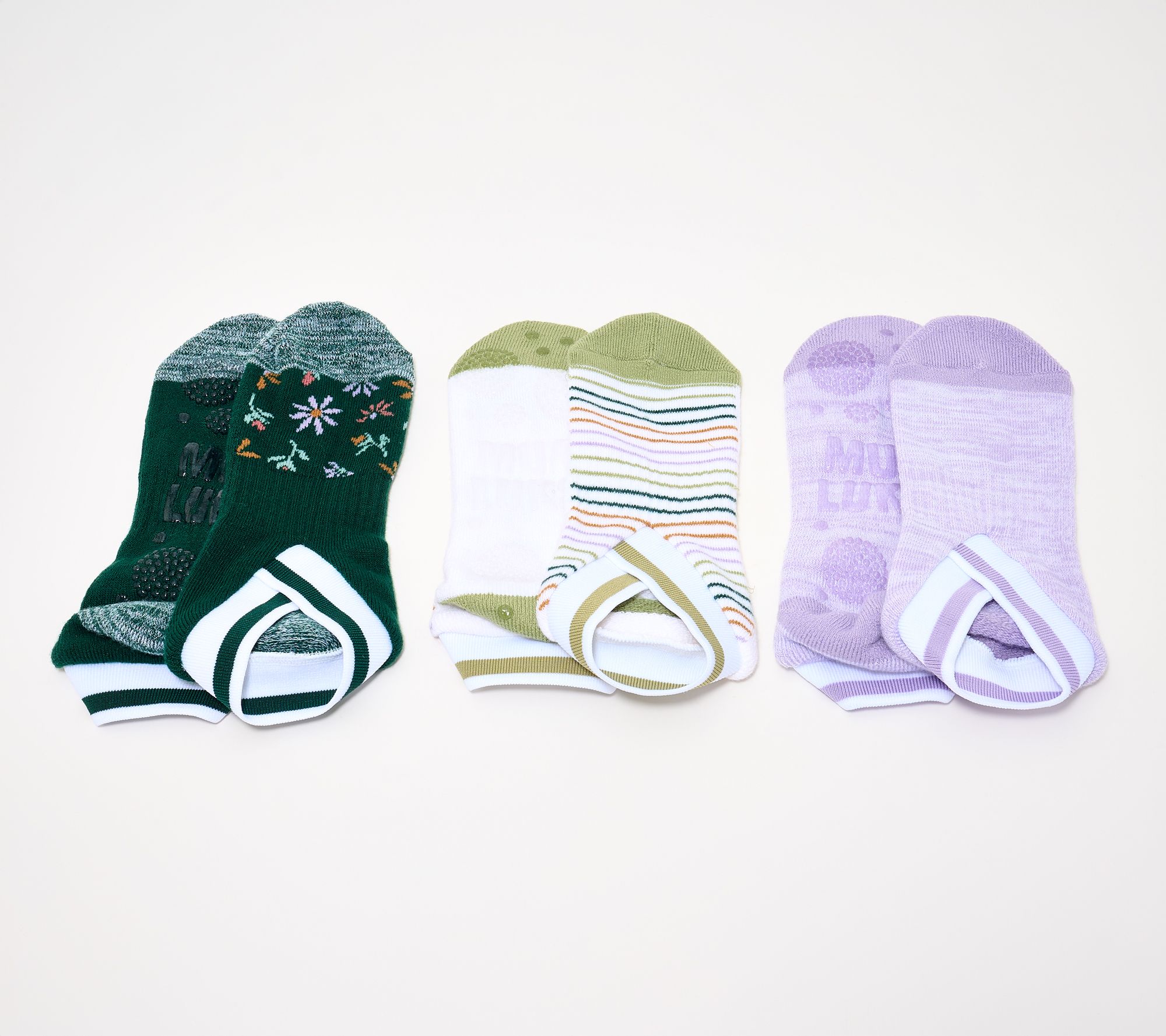 MUK LUKS Set of 3 Studio Socks with Grippers