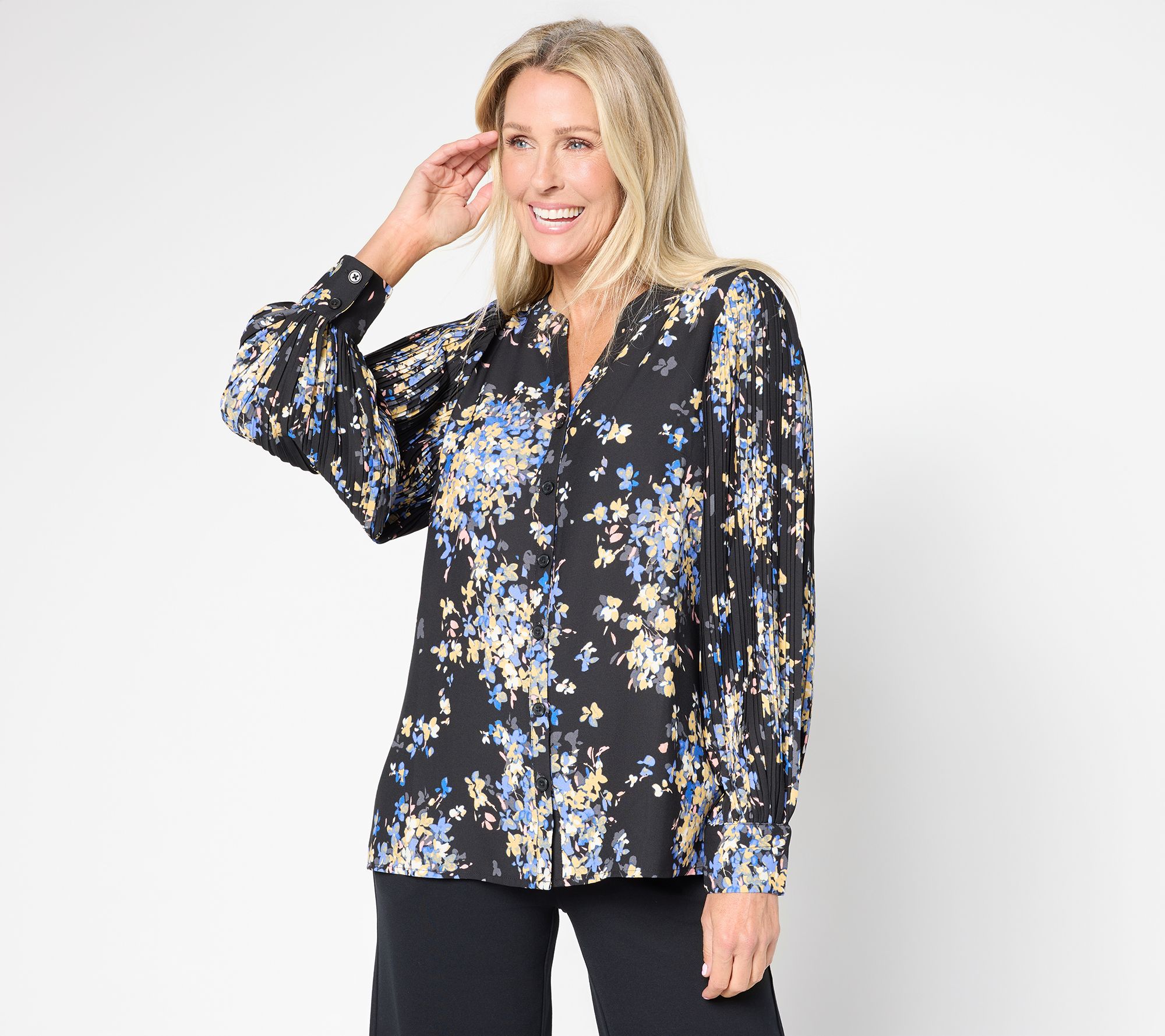 "As Is" Belle by Kim Gravel Autumn Sunset Accordion Sleeve Blouse