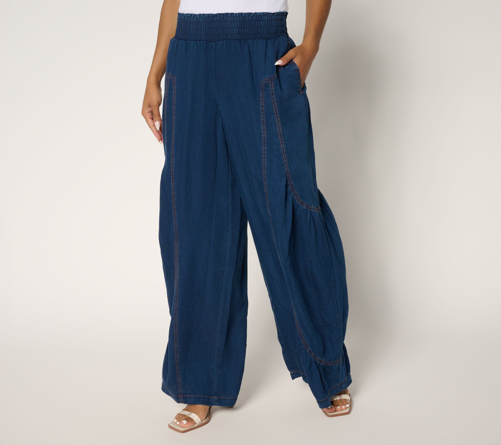 "As Is" Peace Love World Boheme Regular Drapey Lyocell Wide Leg Jeans