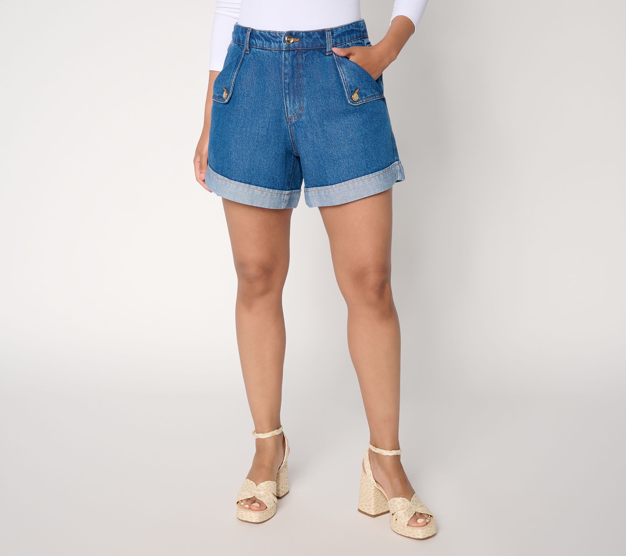 Flowee by Aimee Kestenberg Denim Short w/ Back Elastic Waistband