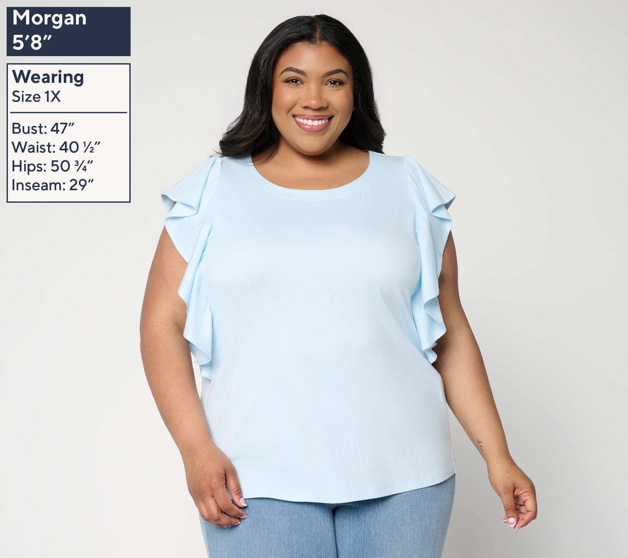 Belle by Kim Gravel TripleLuxe Knit Tres Chic Ruffle Top - QVC.com