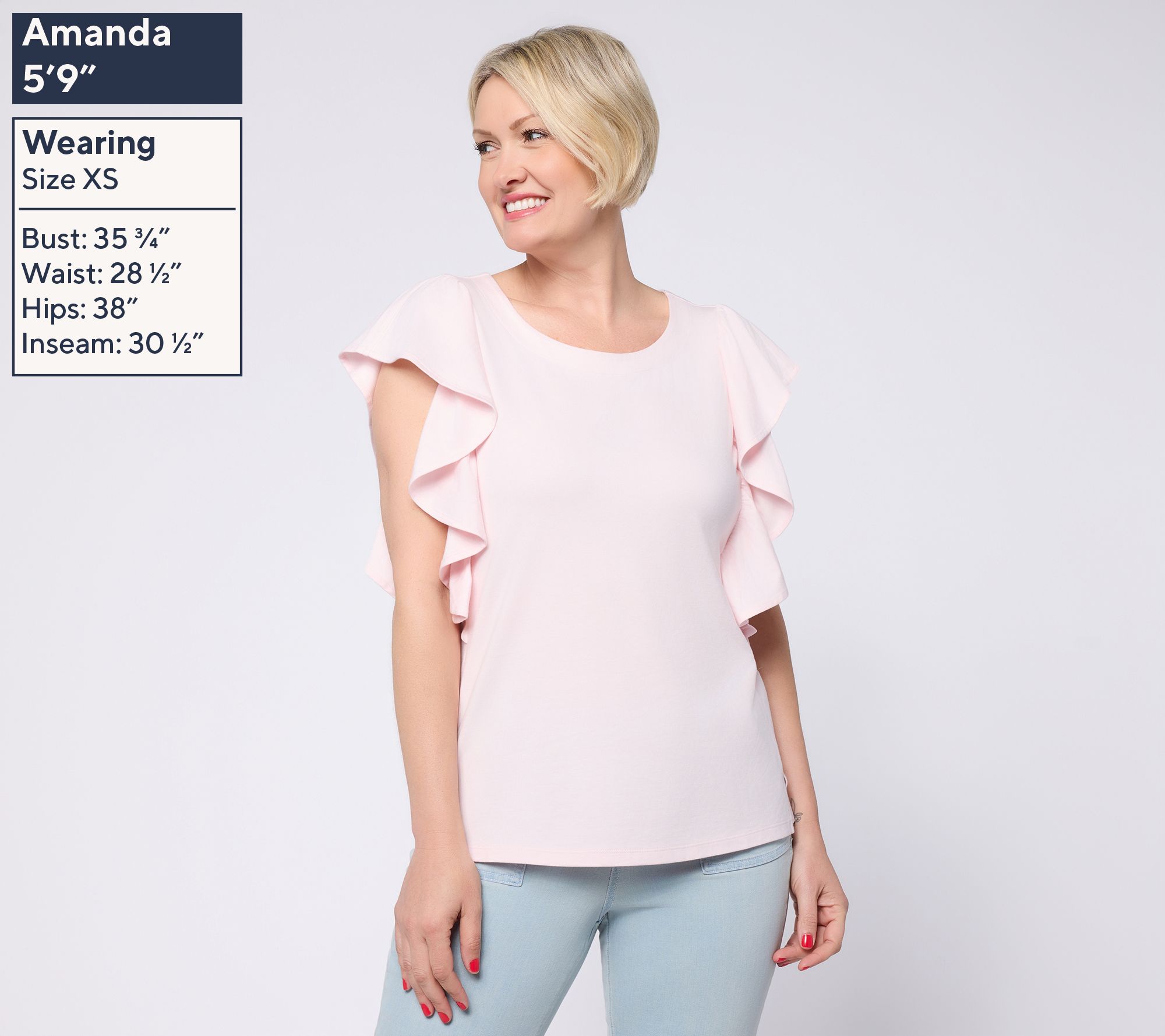Belle by Kim Gravel TripleLuxe Knit Tres Chic Ruffle Top - QVC.com