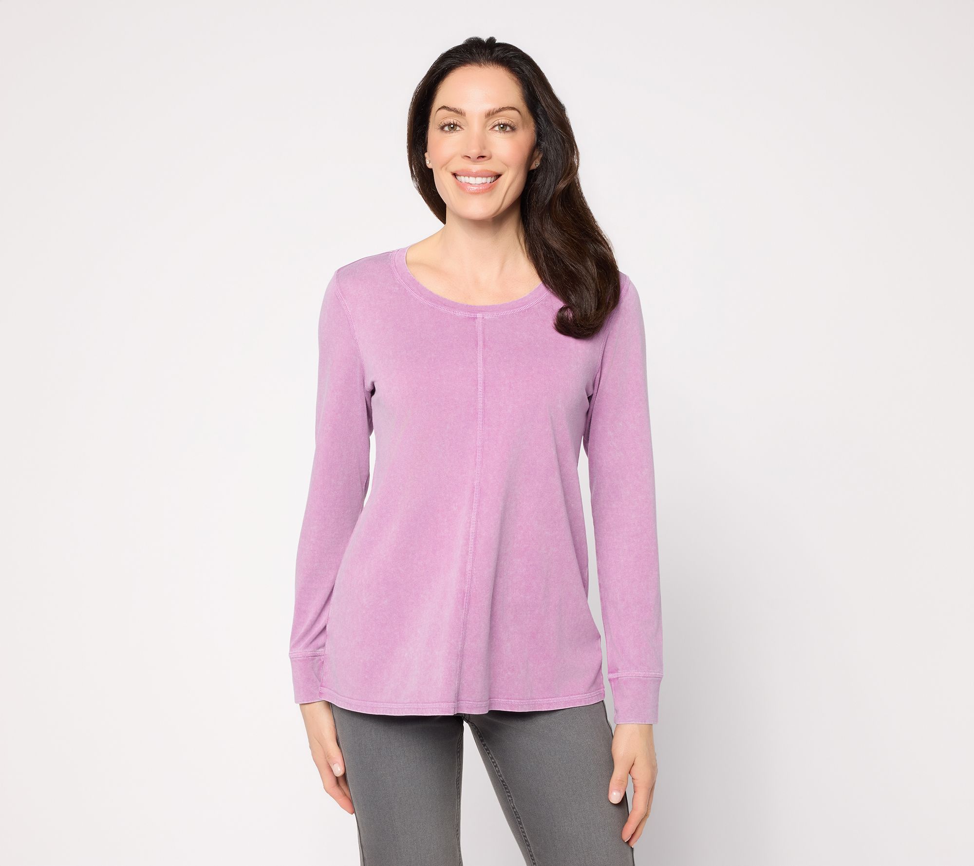 LOGO Principles by Lori Goldstein Long Sleeve Knit Top w/ Seam Detail