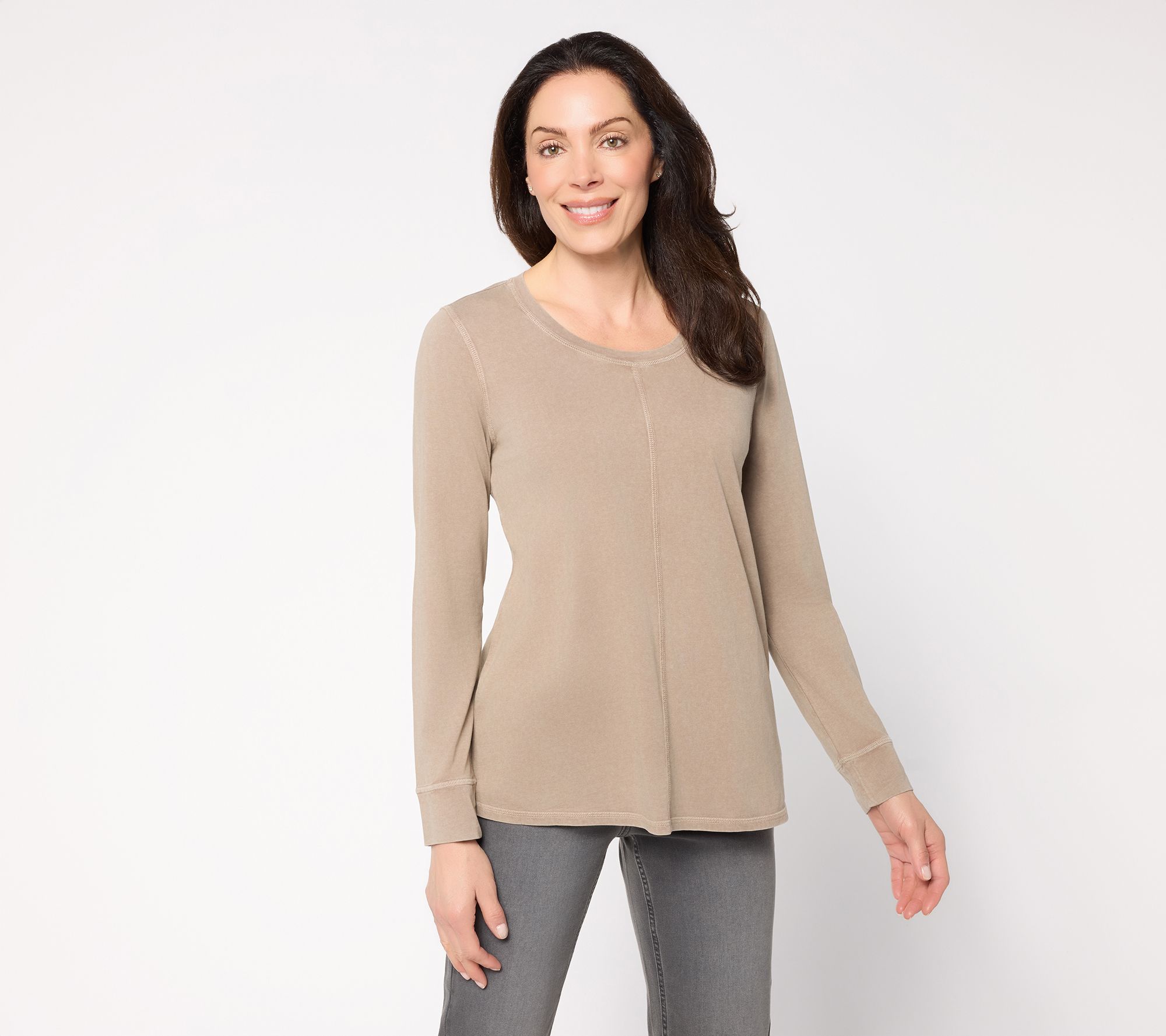 LOGO Principles by Lori Goldstein Long Sleeve Knit Top w/ Seam Detail