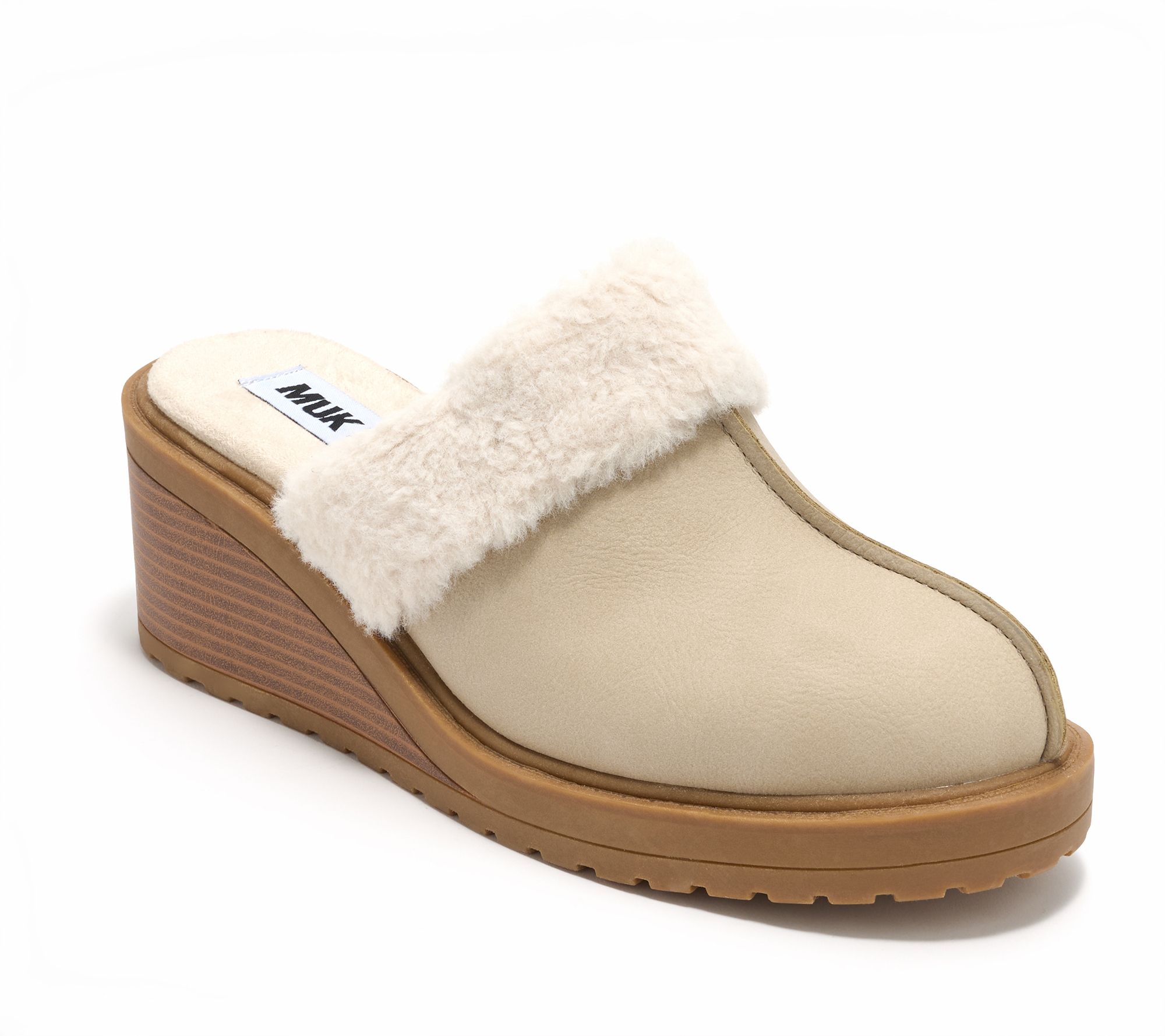 "As Is" MUK LUKS Faux Fur Lined Wedges- Sophia