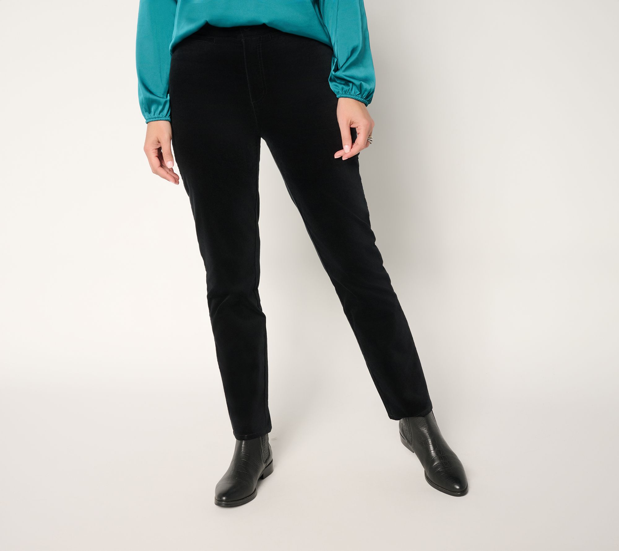 "As Is" Denim & Co. Reg Stretch Velveteen Straight Leg Pant