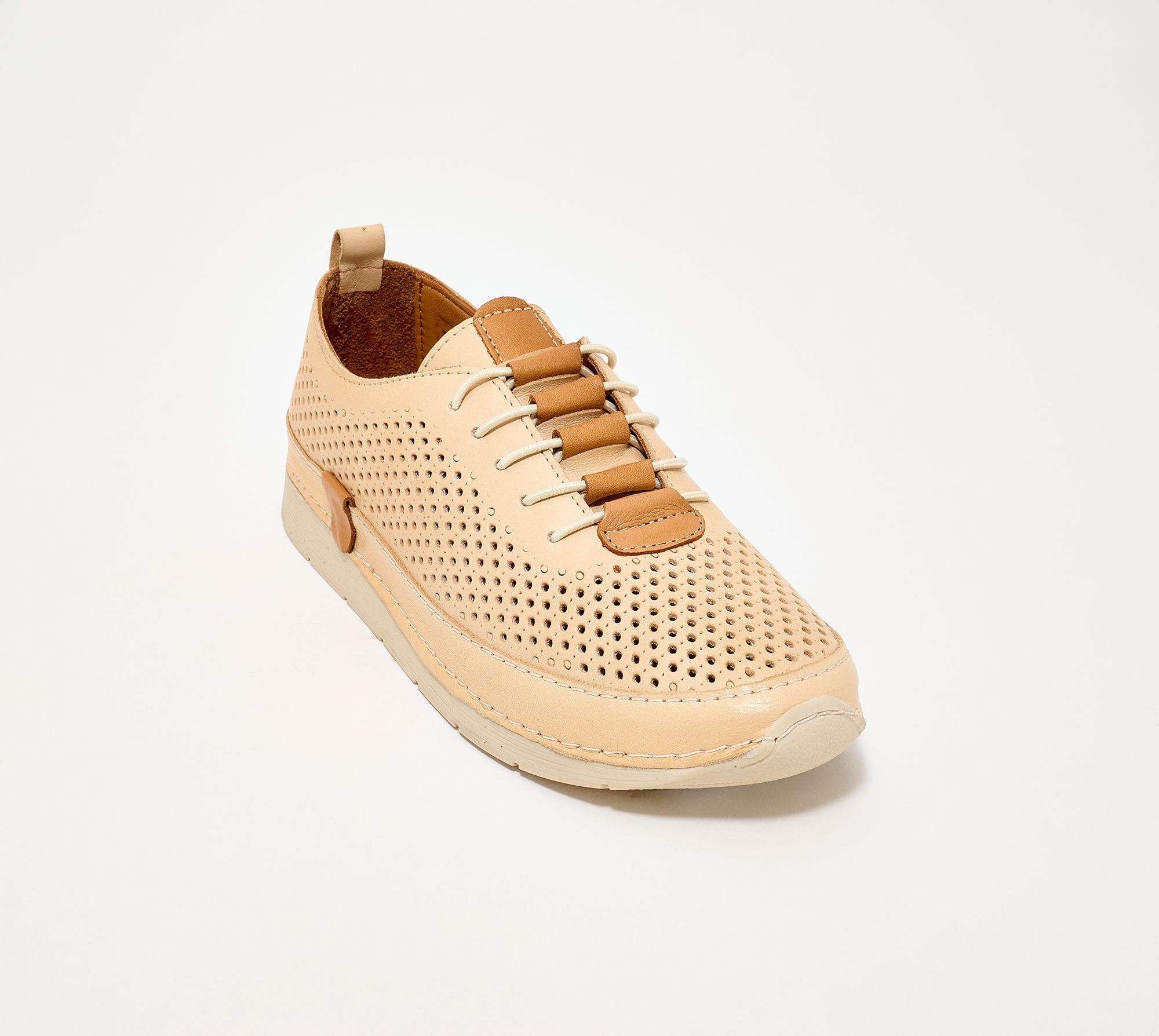 Spring Step Leather Perforated Casual Sneakers - Breen