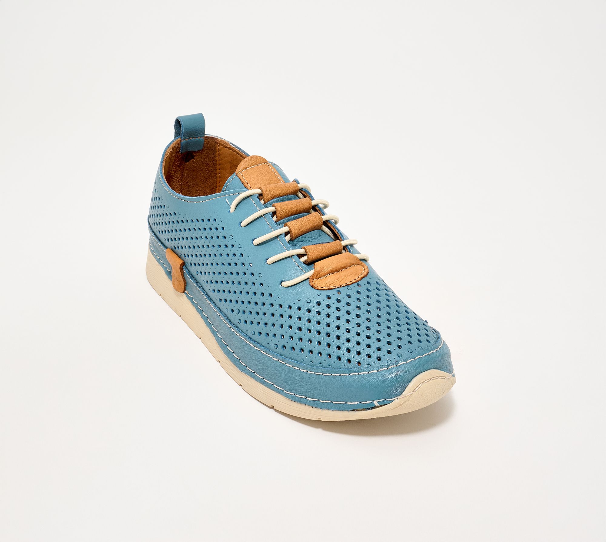 Spring Step Leather Perforated Casual Sneakers - Breen