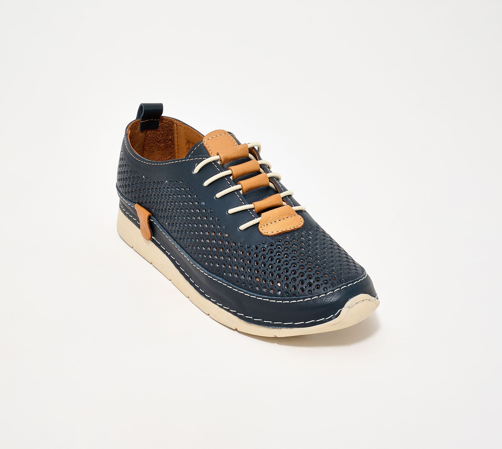 Spring Step Leather Perforated Casual Sneakers - Breen