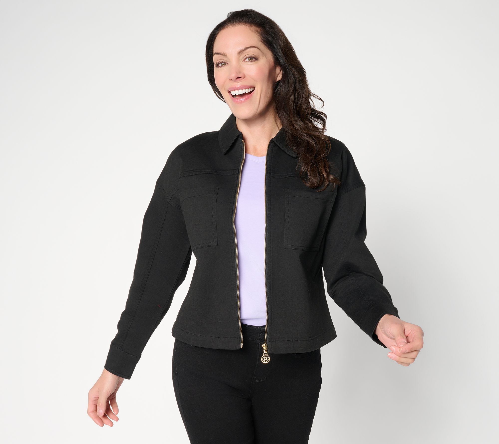 "As Is" Belle by Kim Gravel Stretch Twill Signature Zip Jean Jacket