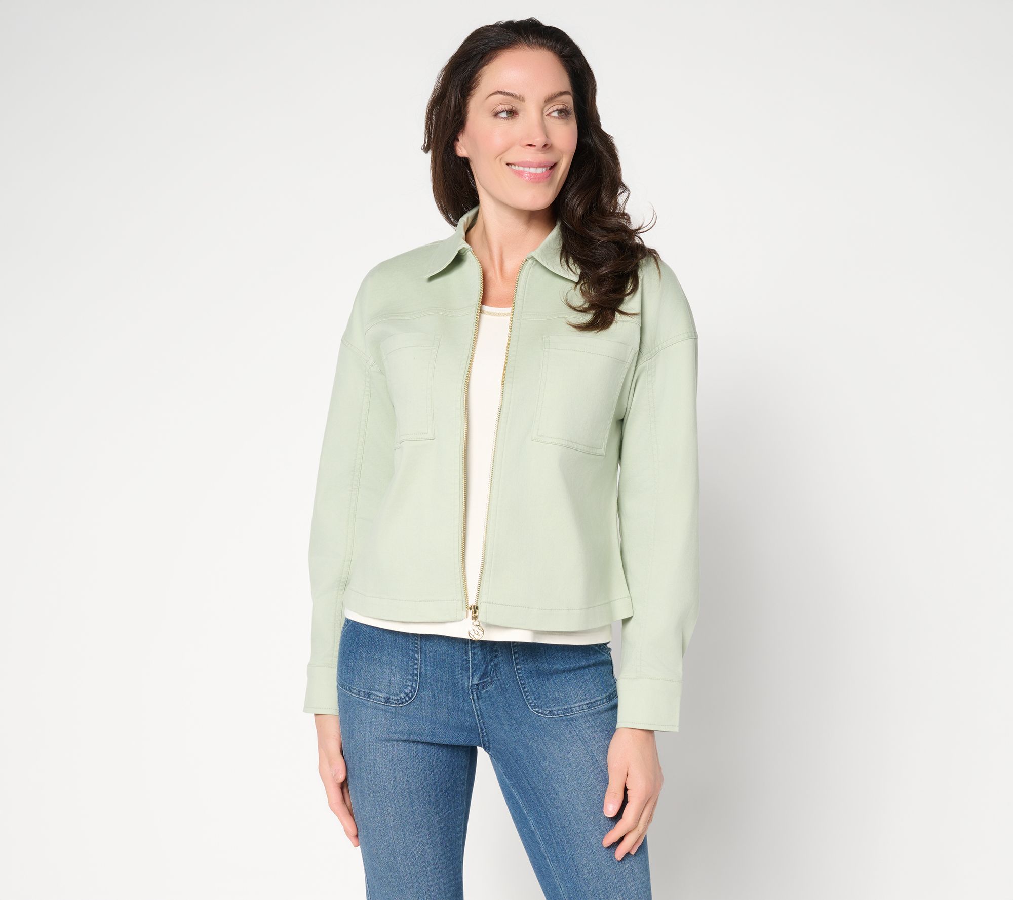 "As Is" Belle by Kim Gravel Stretch Twill Signature Zip Jean Jacket