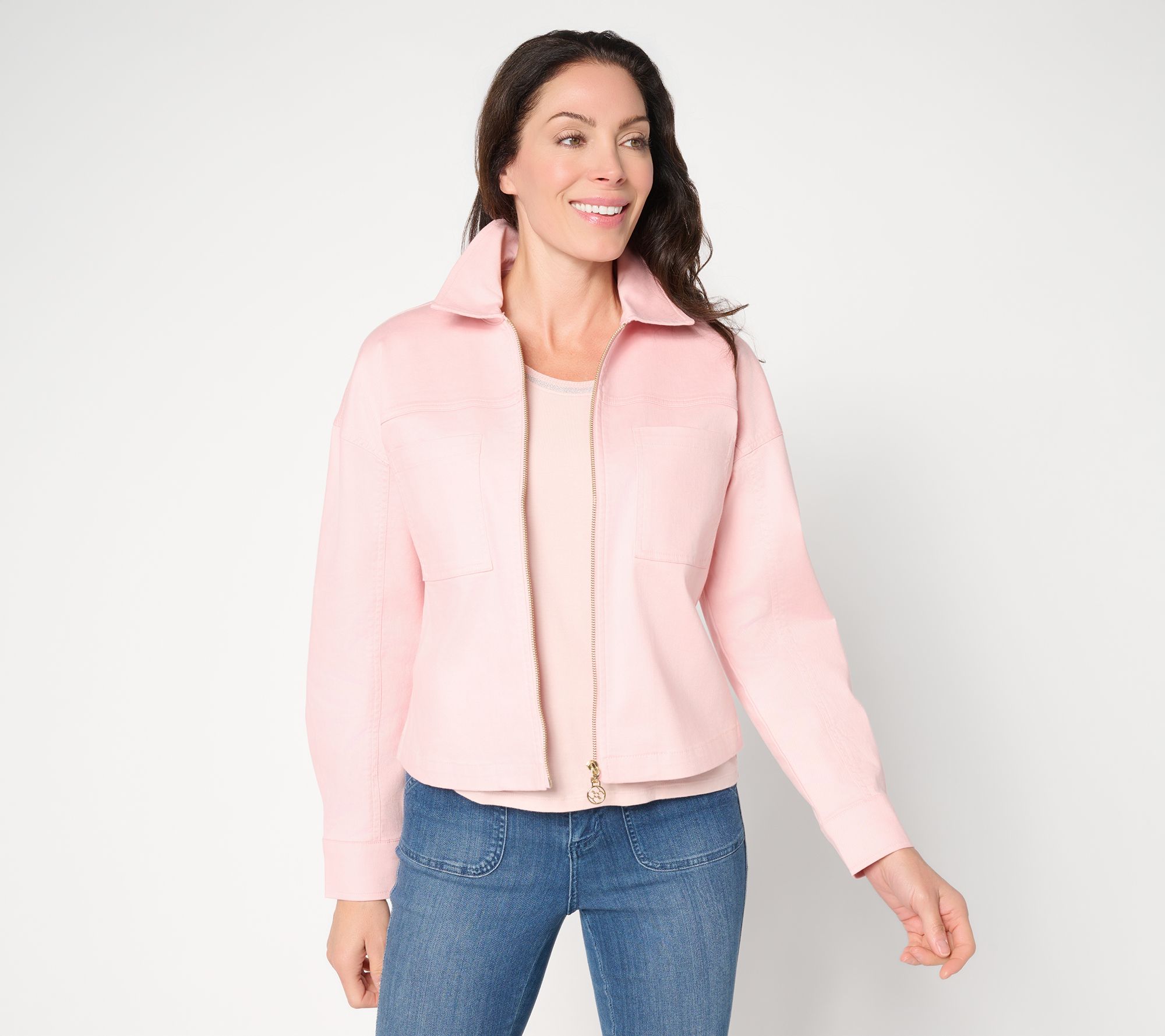 "As Is" Belle by Kim Gravel Stretch Twill Signature Zip Jean Jacket