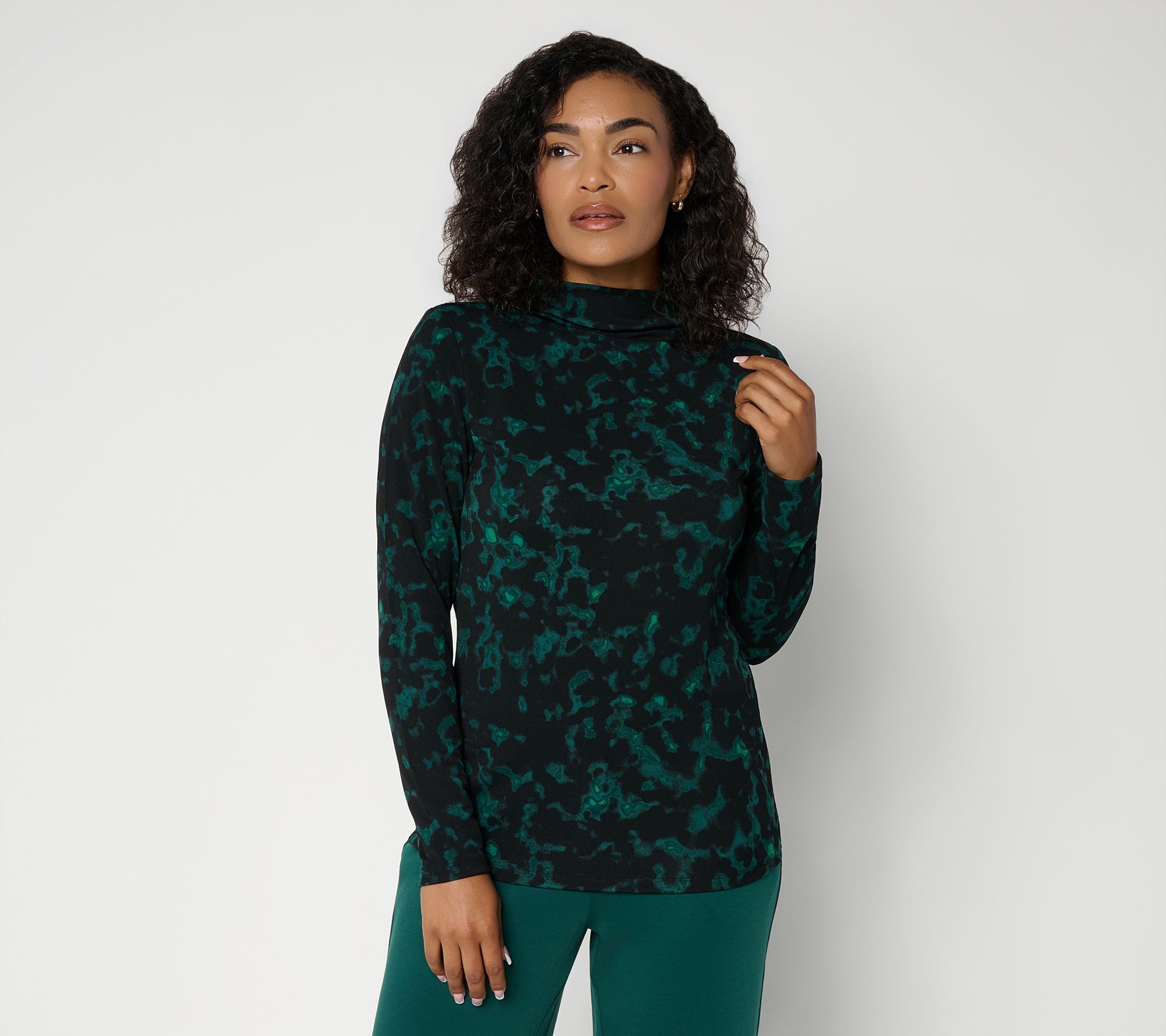  Carla Rockmore Collection Funnel Neck Long Sleeve Top