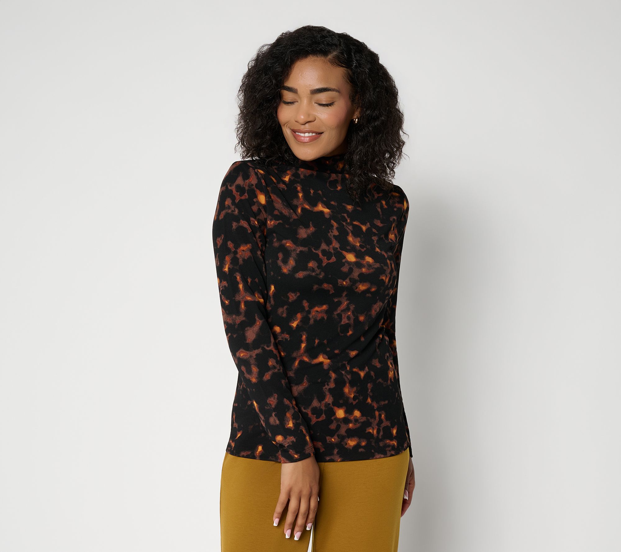Carla Rockmore Collection Funnel Neck Long Sleeve Top