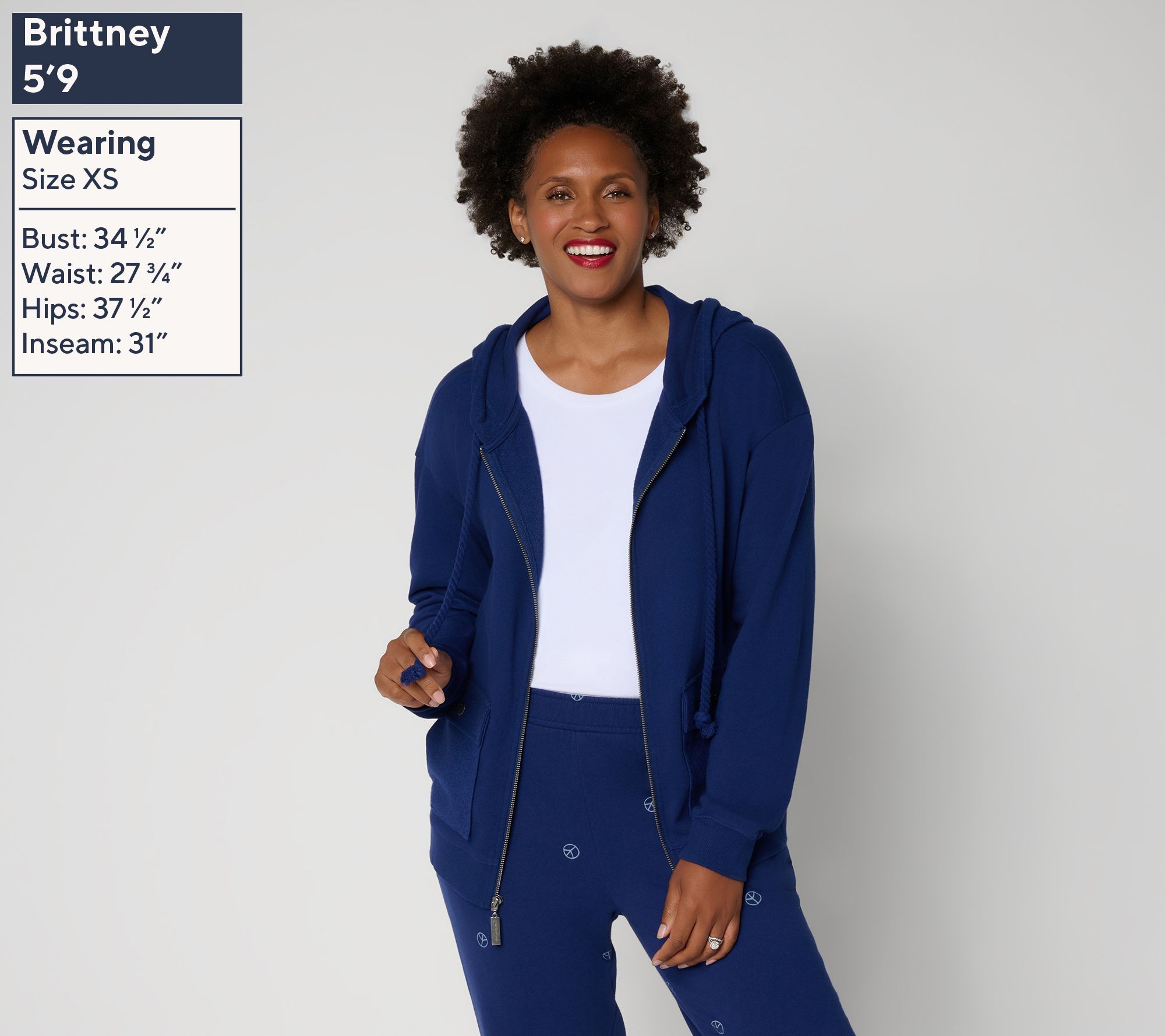 Peace Love World Reverse French Terry Zip Front Hoodie | QVC