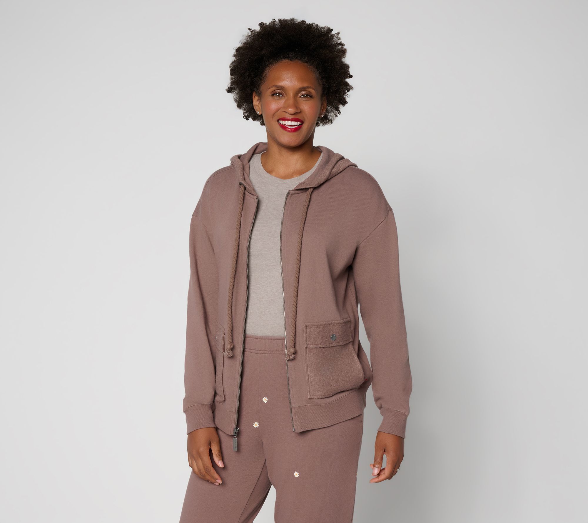 Peace Love World Reverse French Terry Zip Front Hoodie